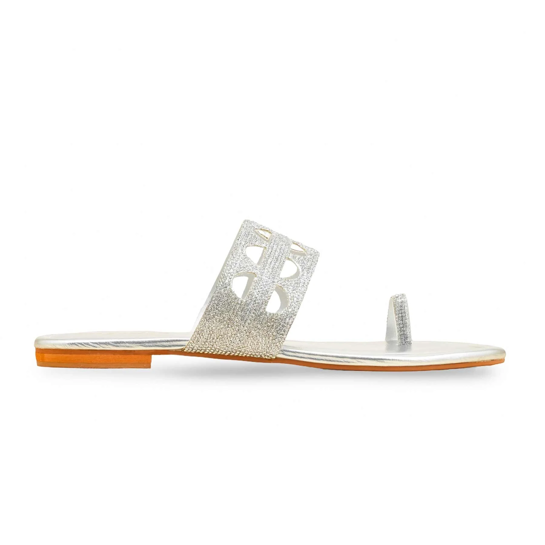 Silver Fancy Chappal For Women FN0816 - Image 2