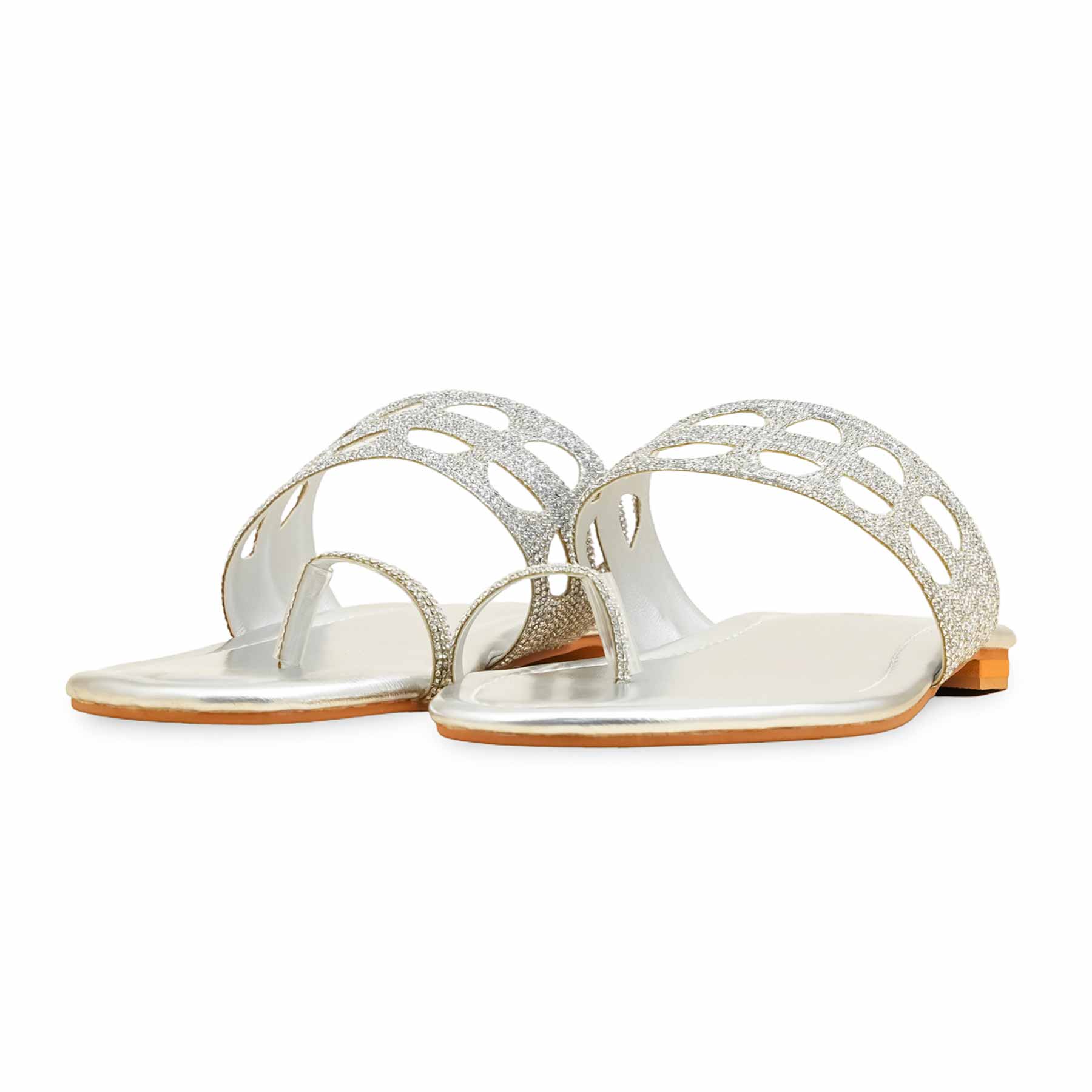 Silver Fancy Chappal For Women FN0816 - Image 3