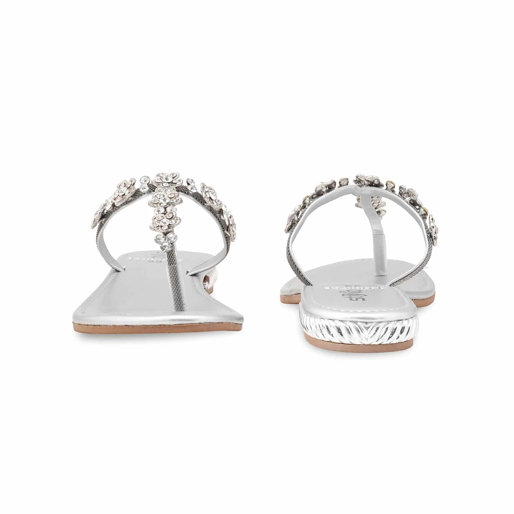 Silver Fancy Chappal For Women FN0823 - Image 4