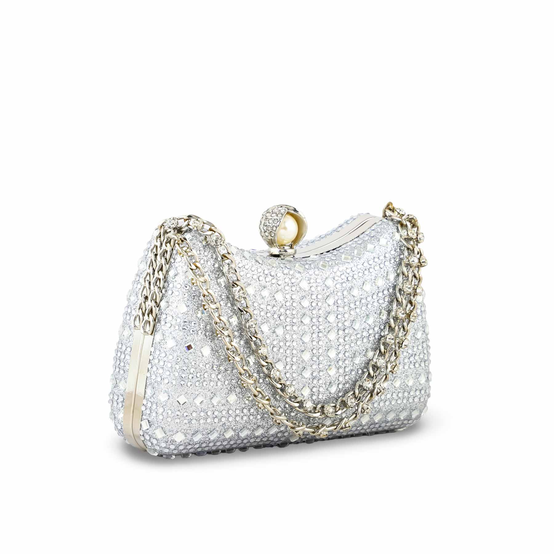 Silver Fancy Clutch For Ladies P24385 - Image 3