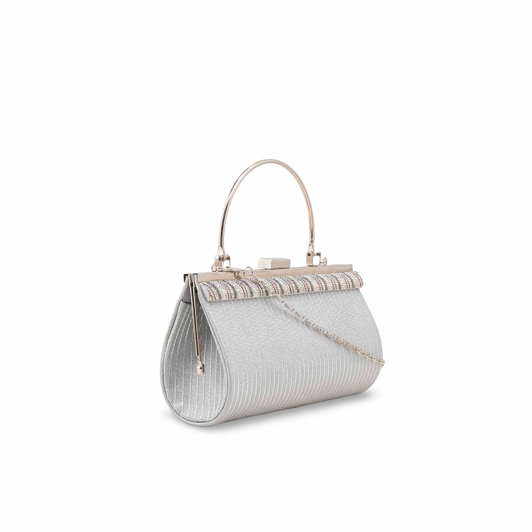 Silver Fancy Clutch For Women P15695 - Image 3