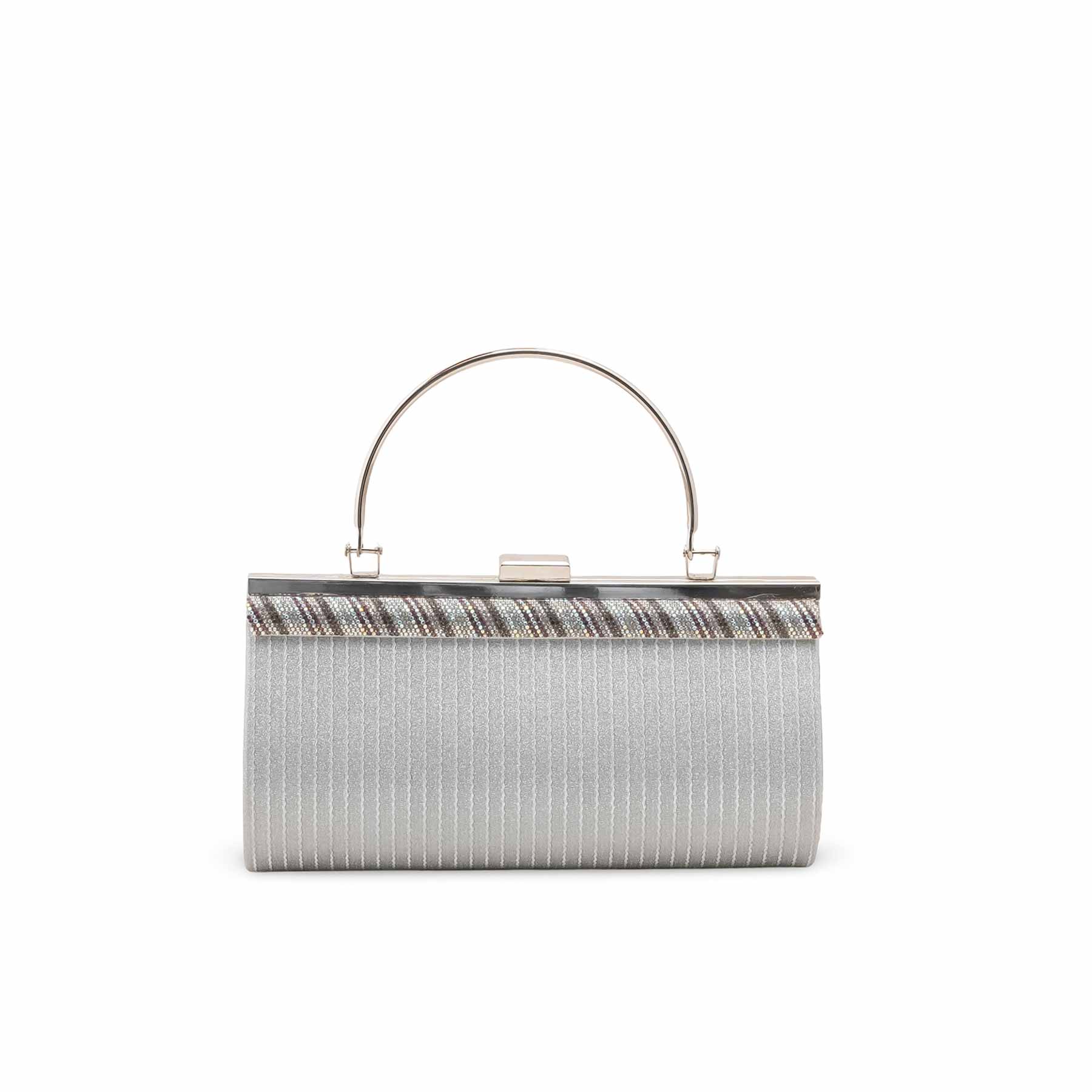 Silver Fancy Clutch For Women P15695 - Image 4