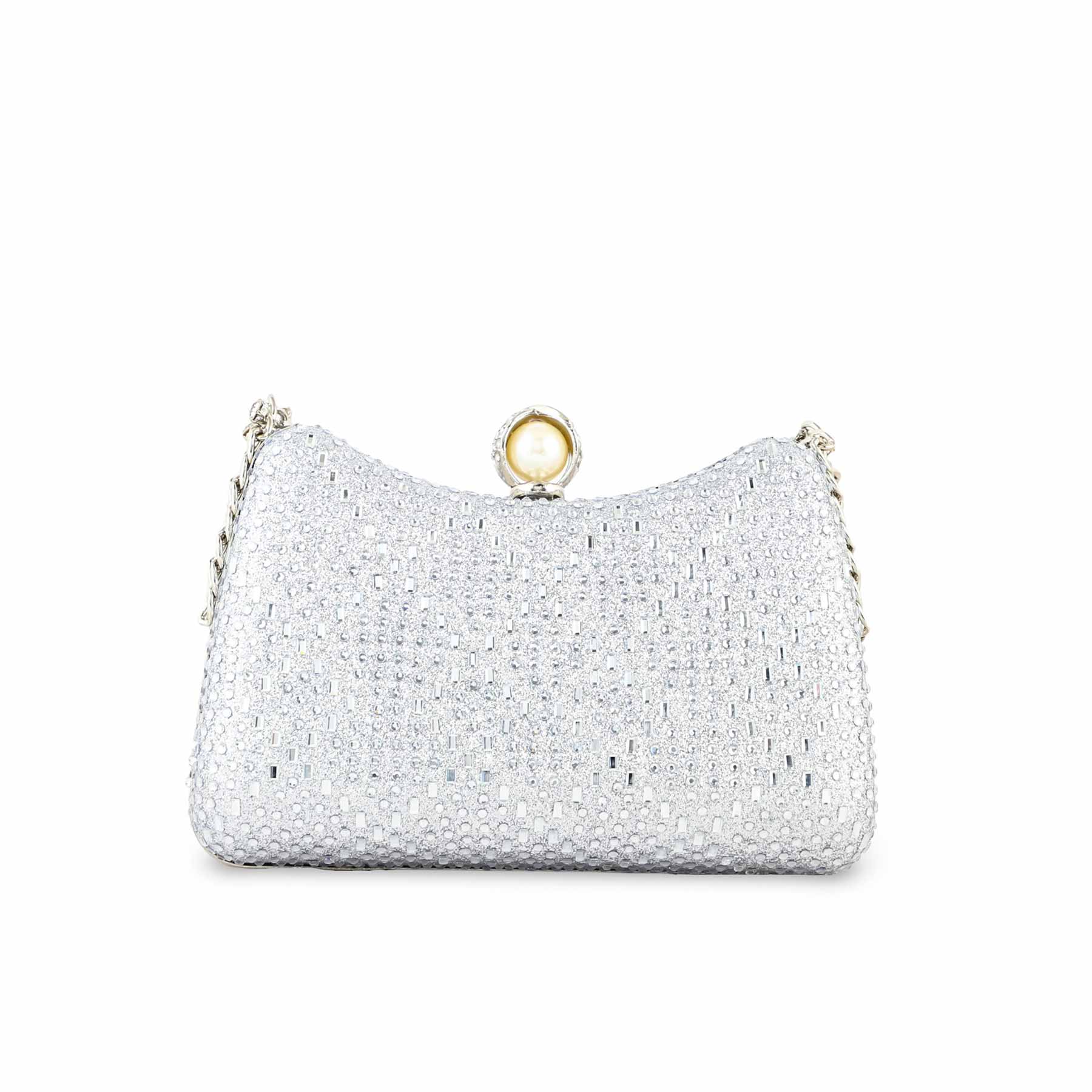 Silver Fancy Clutch For Women P24383 - Image 4