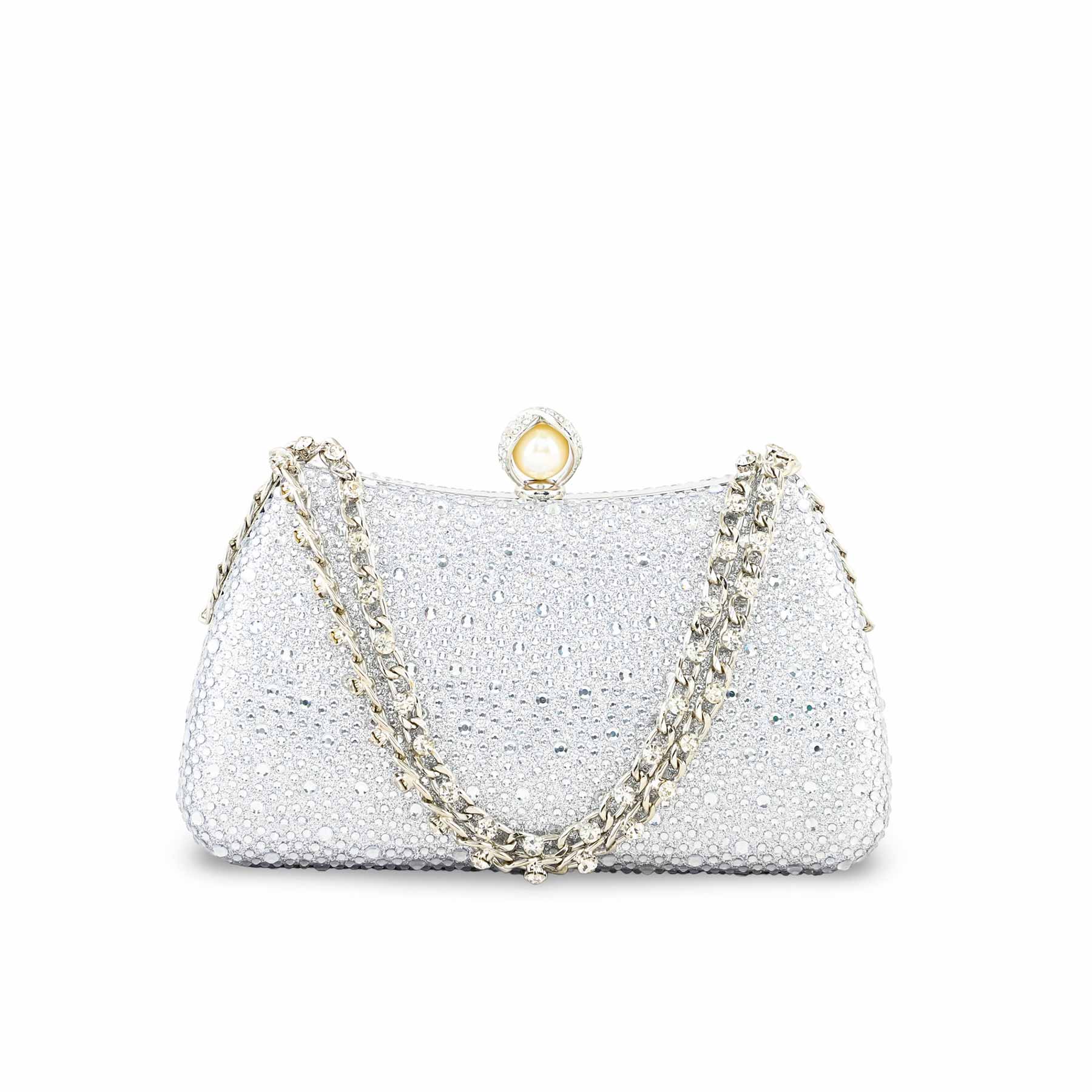 Silver Fancy Clutch For Women P24384 - Image 2