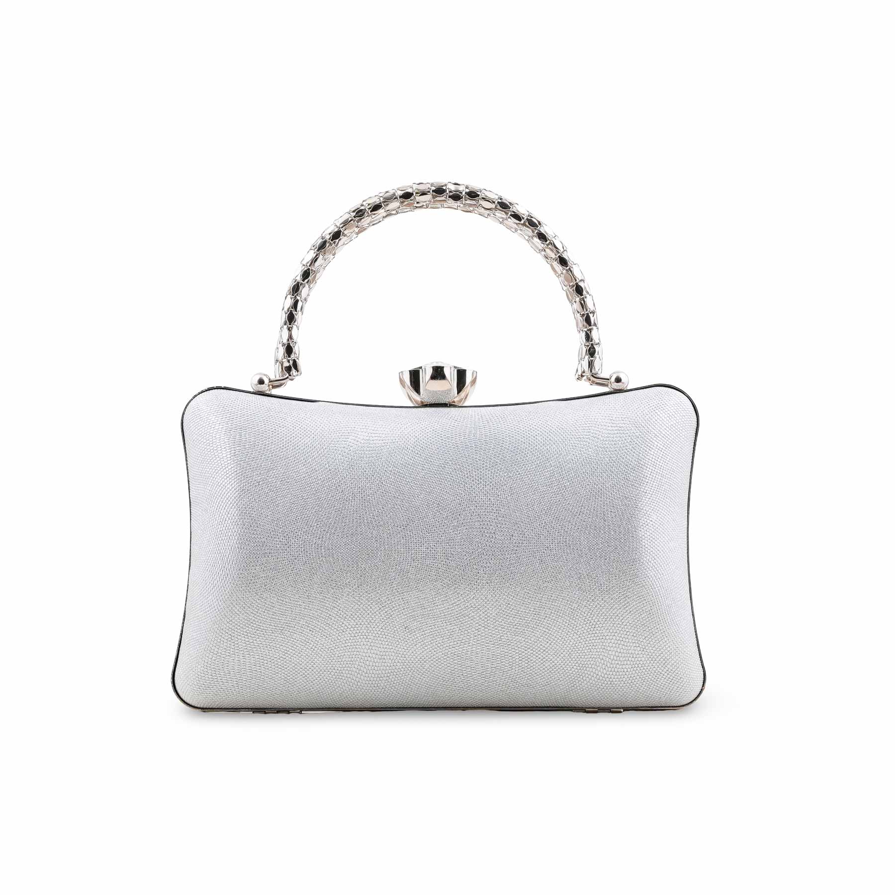 Silver Fancy Clutch For Women P24403 - Image 4