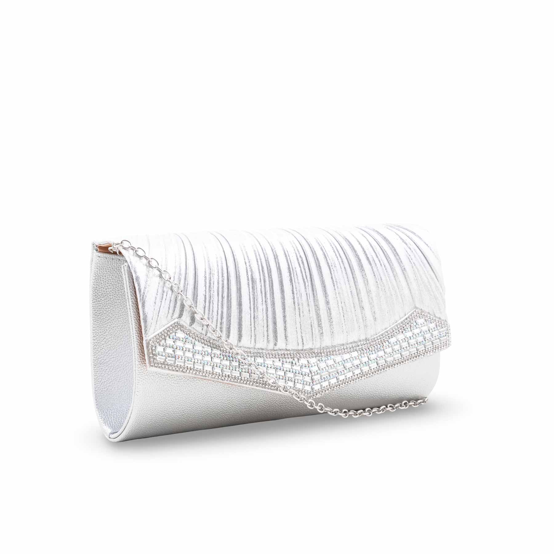 Silver Fancy Clutch For Women P24420 - Image 3