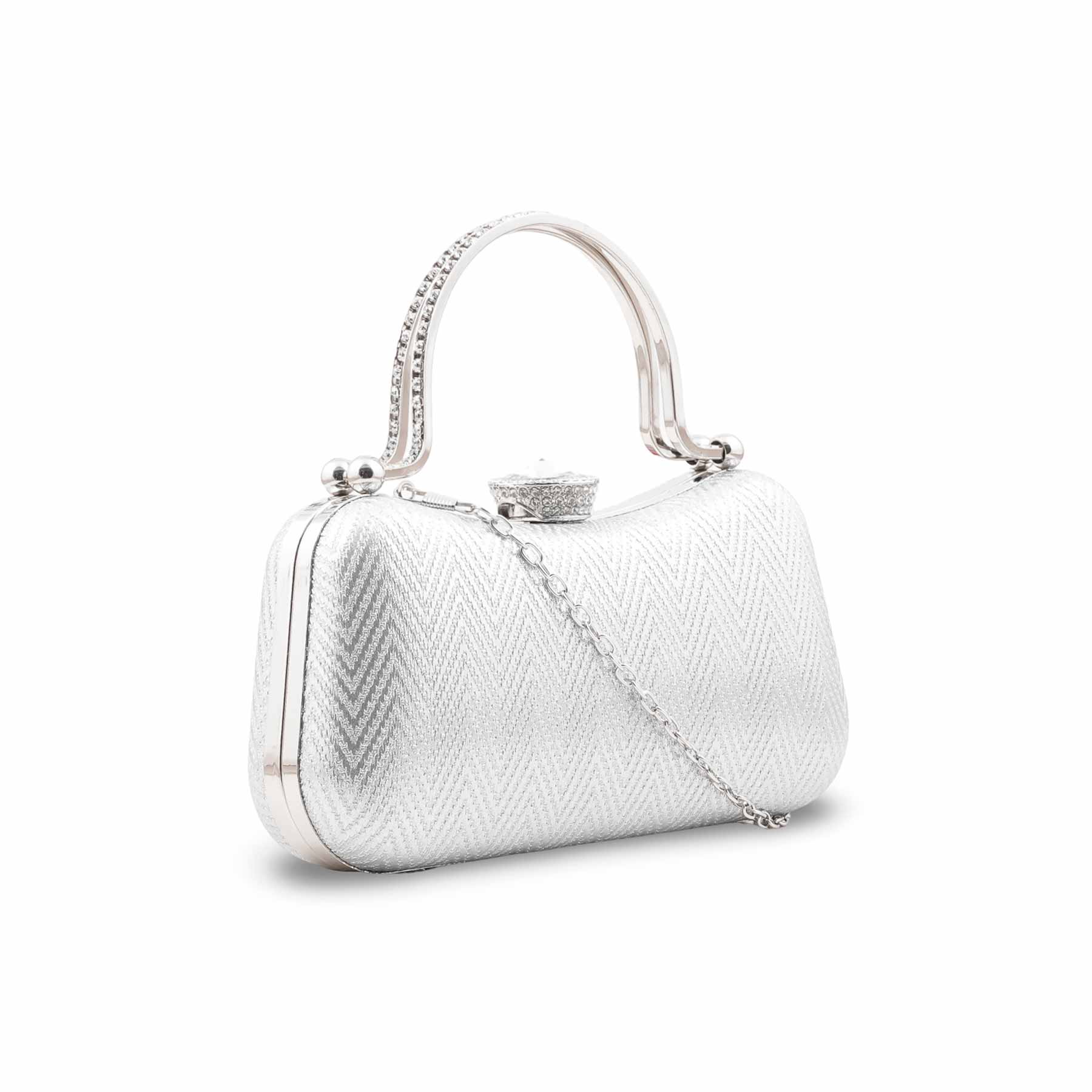 Silver Fancy Clutch For Women P24434 - Image 3