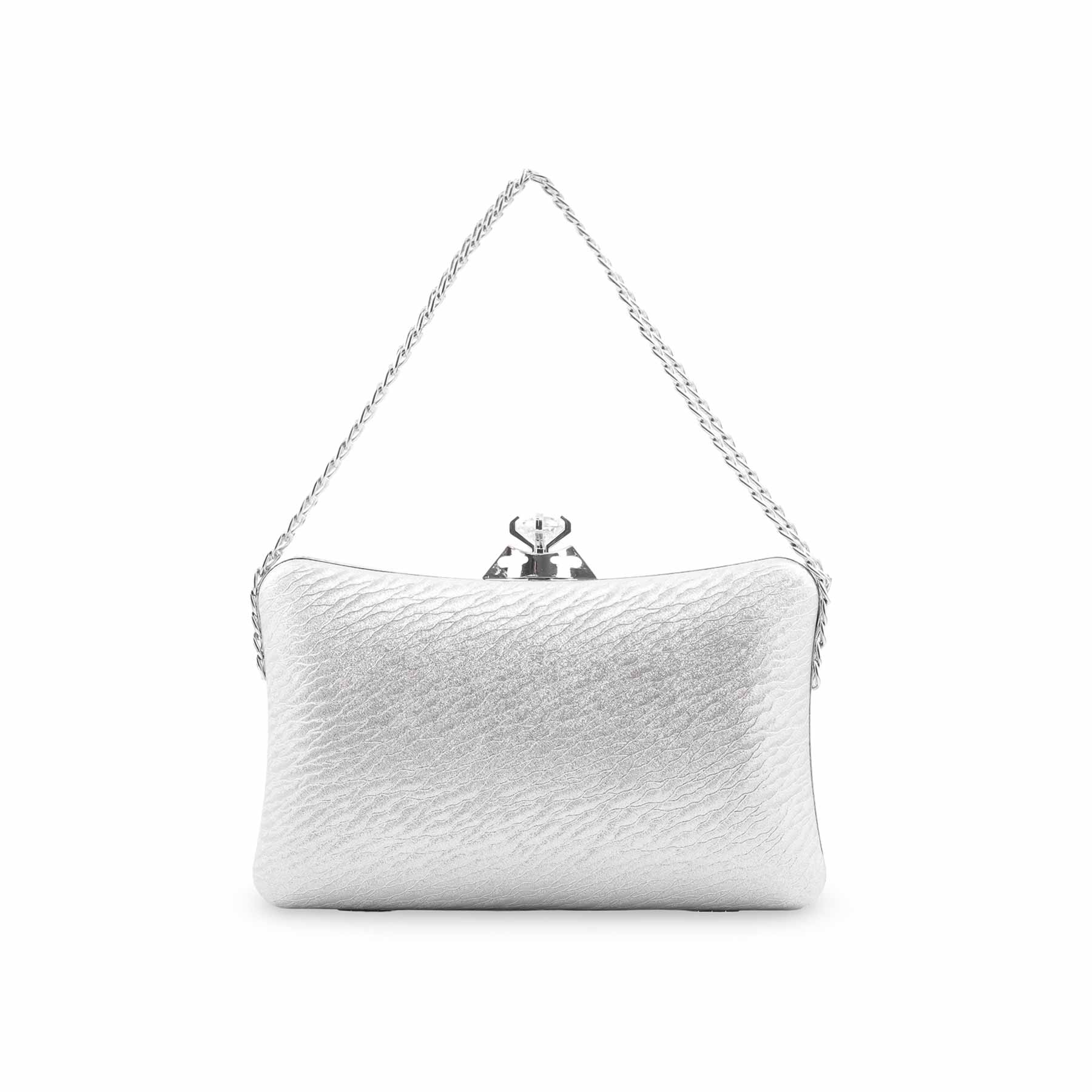 Silver Fancy Clutch For Women P24435 - Image 4