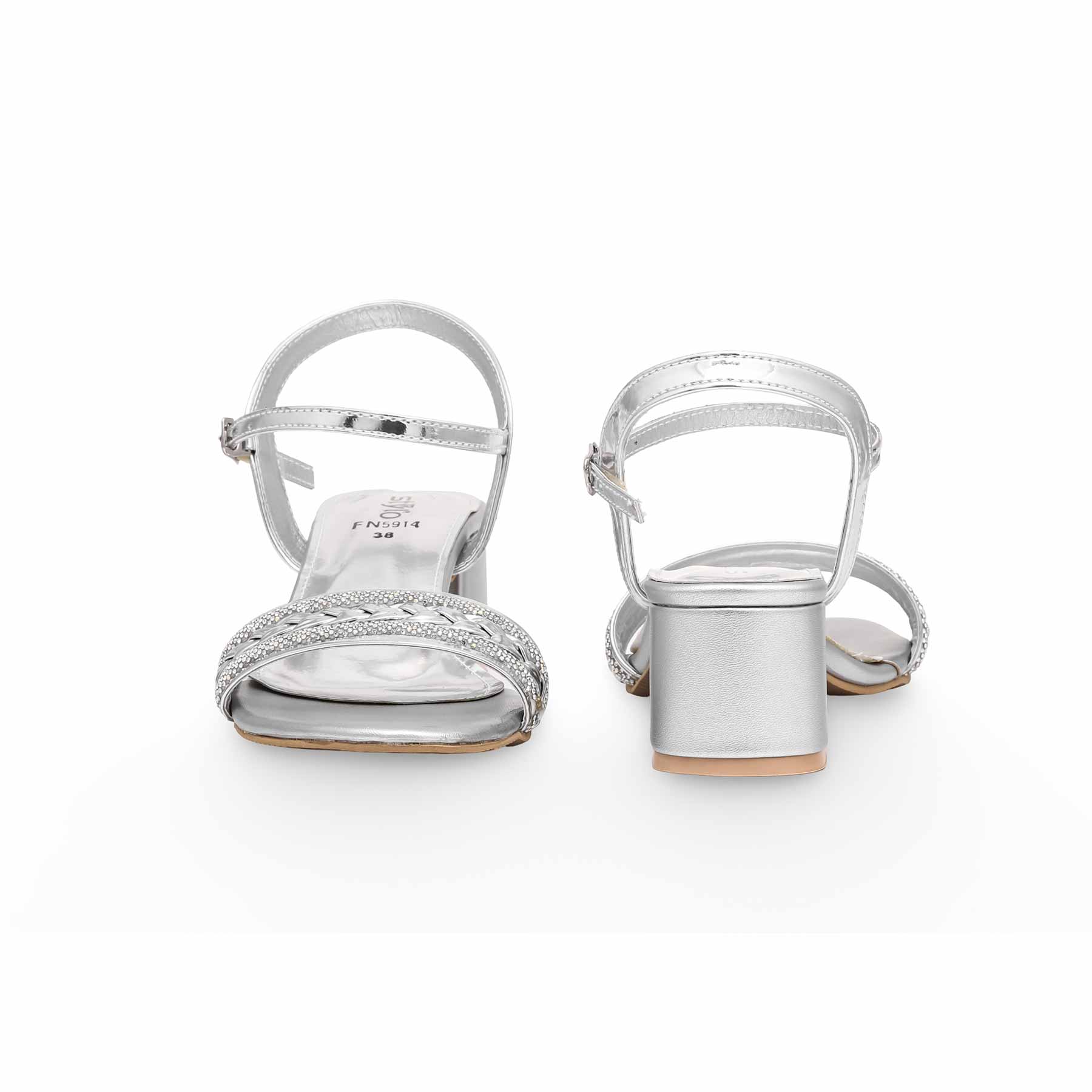 Silver Fancy Sandal FN5914 - Image 4
