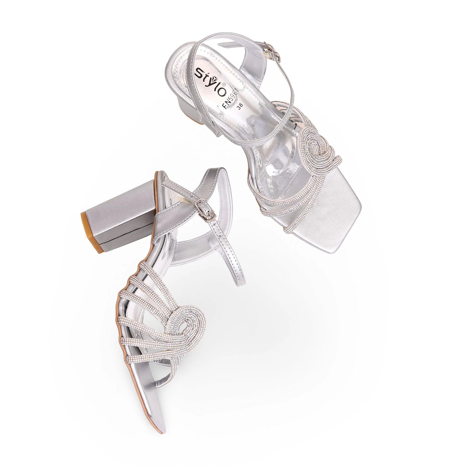 Silver Fancy Sandal FN5961 - Image 5