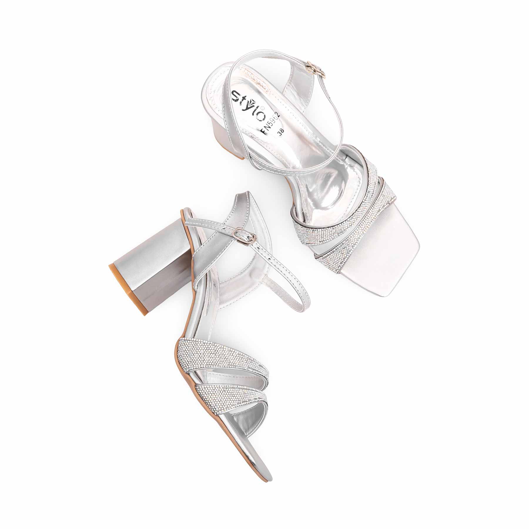 Silver Fancy Sandal FN5962 - Image 4