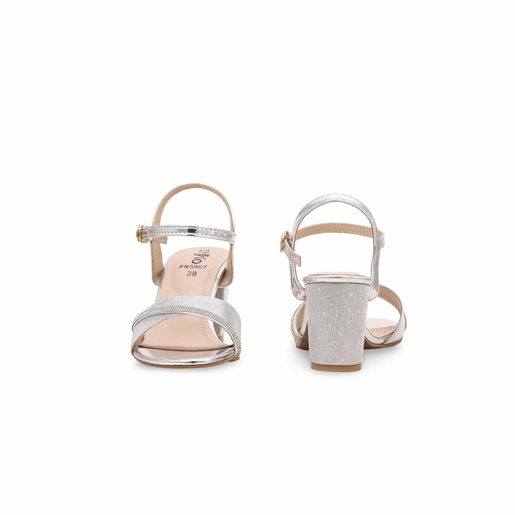 Silver Fancy Sandal FN5967 - Image 3