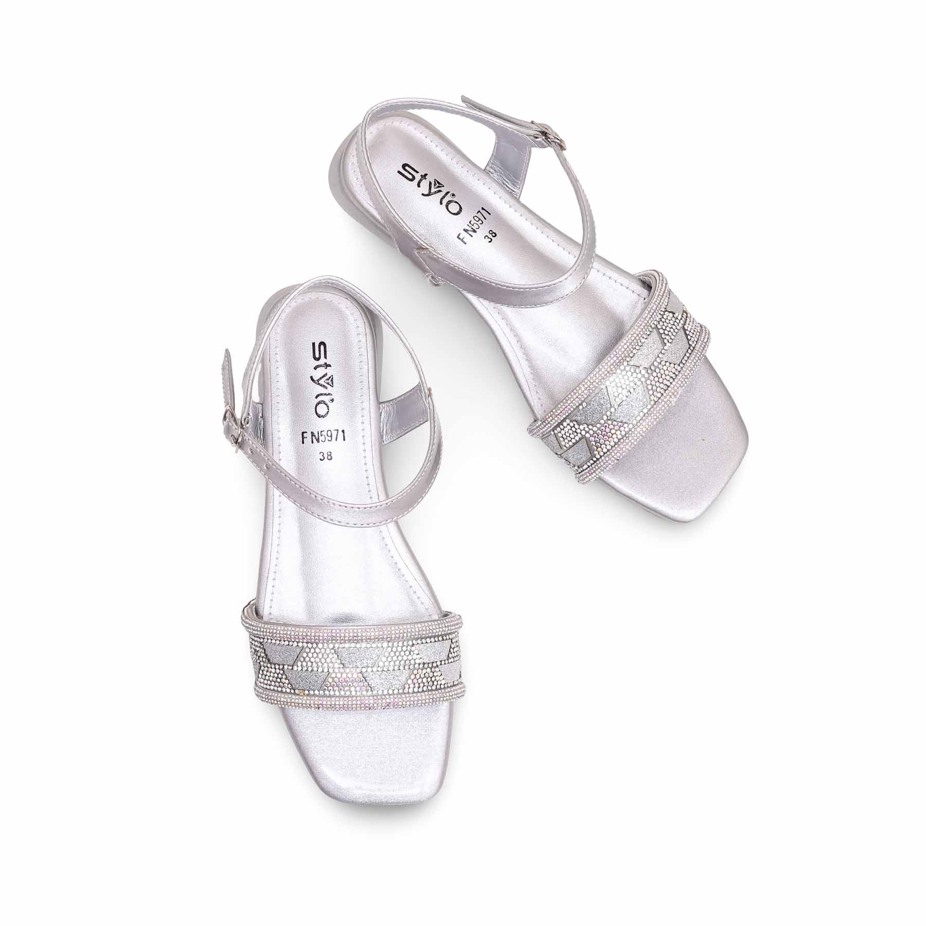 Silver Fancy Sandal FN5971 - Image 4