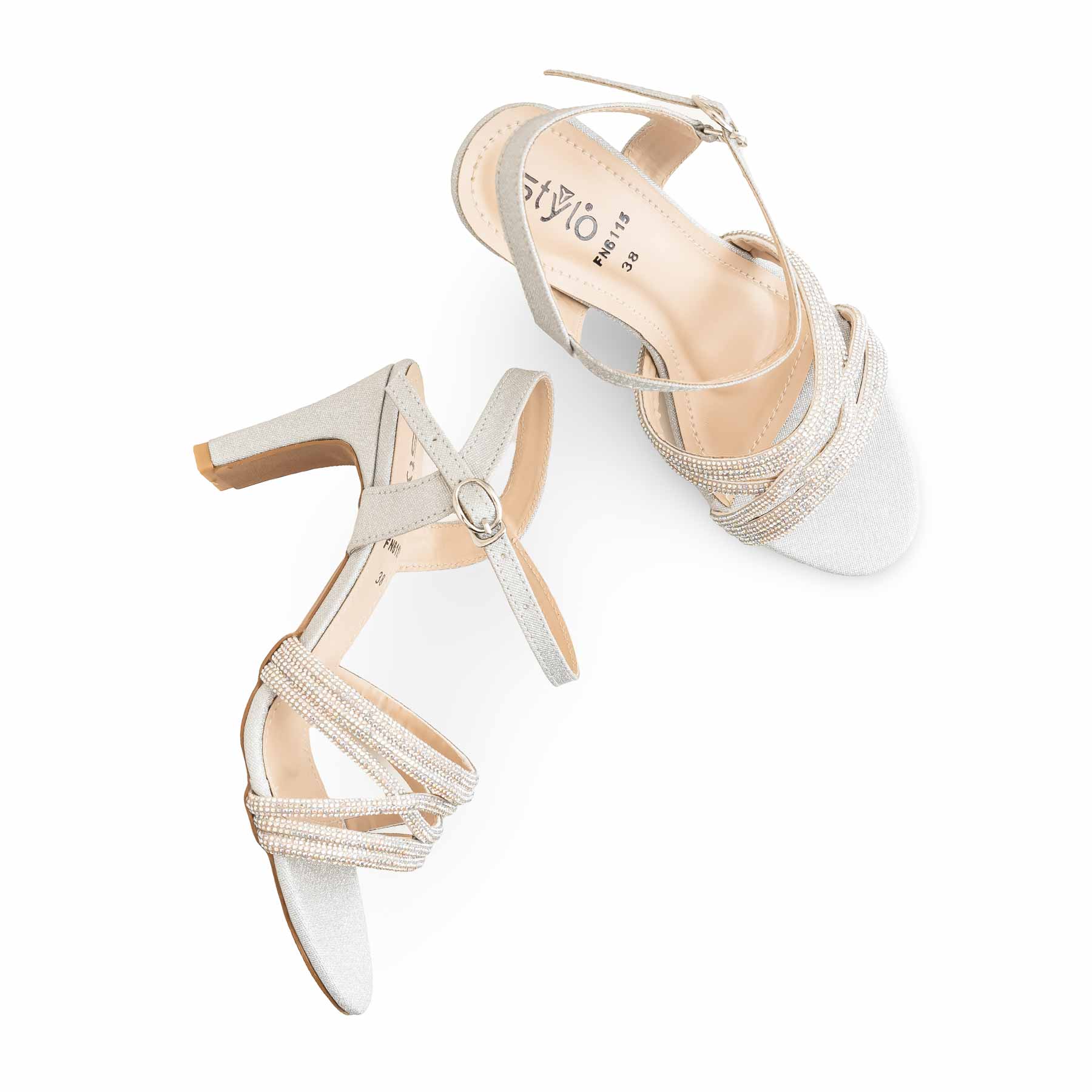 Silver Fancy Sandal For Ladies FN6115 - Image 5