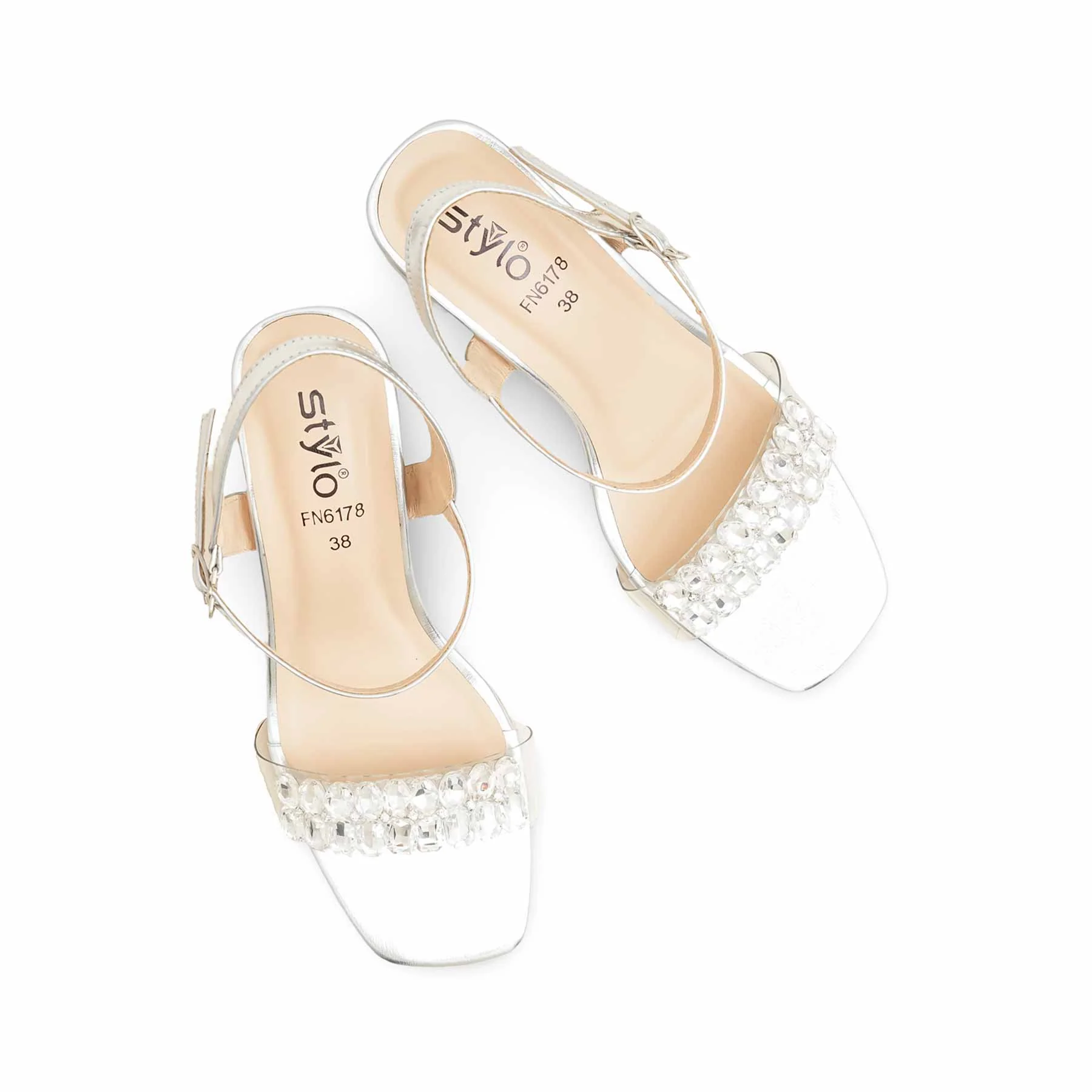 Silver Fancy Sandal For Ladies FN6178 - Image 5