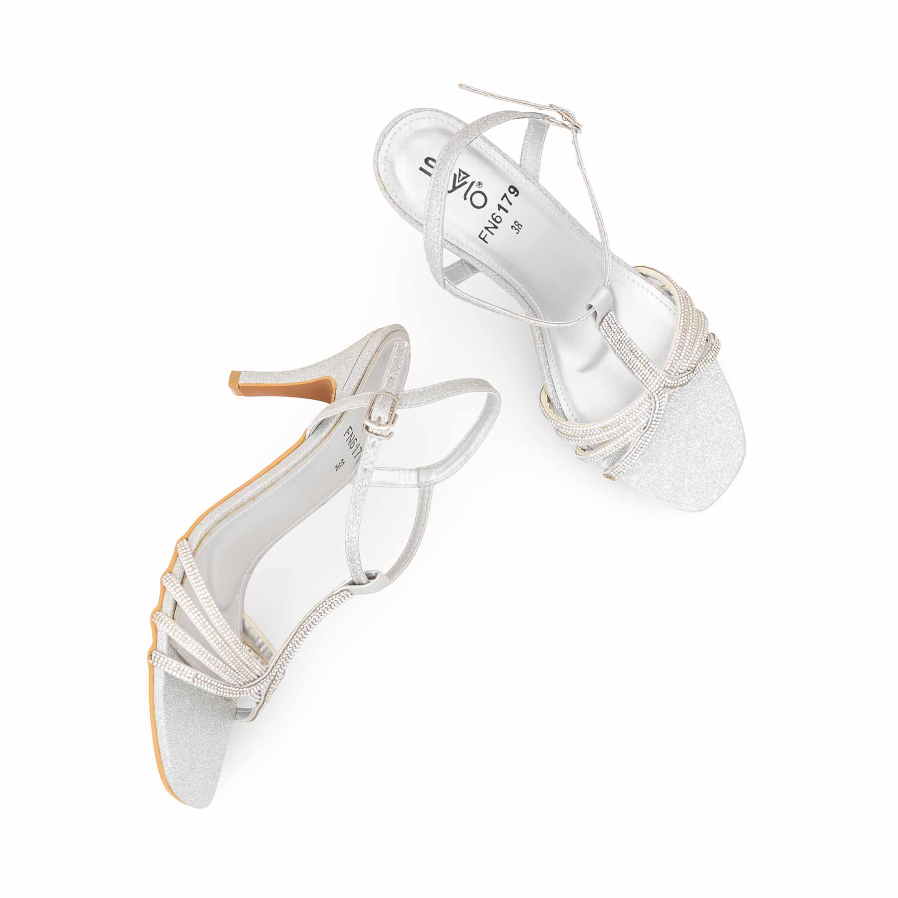 Silver Fancy Sandal For Ladies FN6179 - Image 5