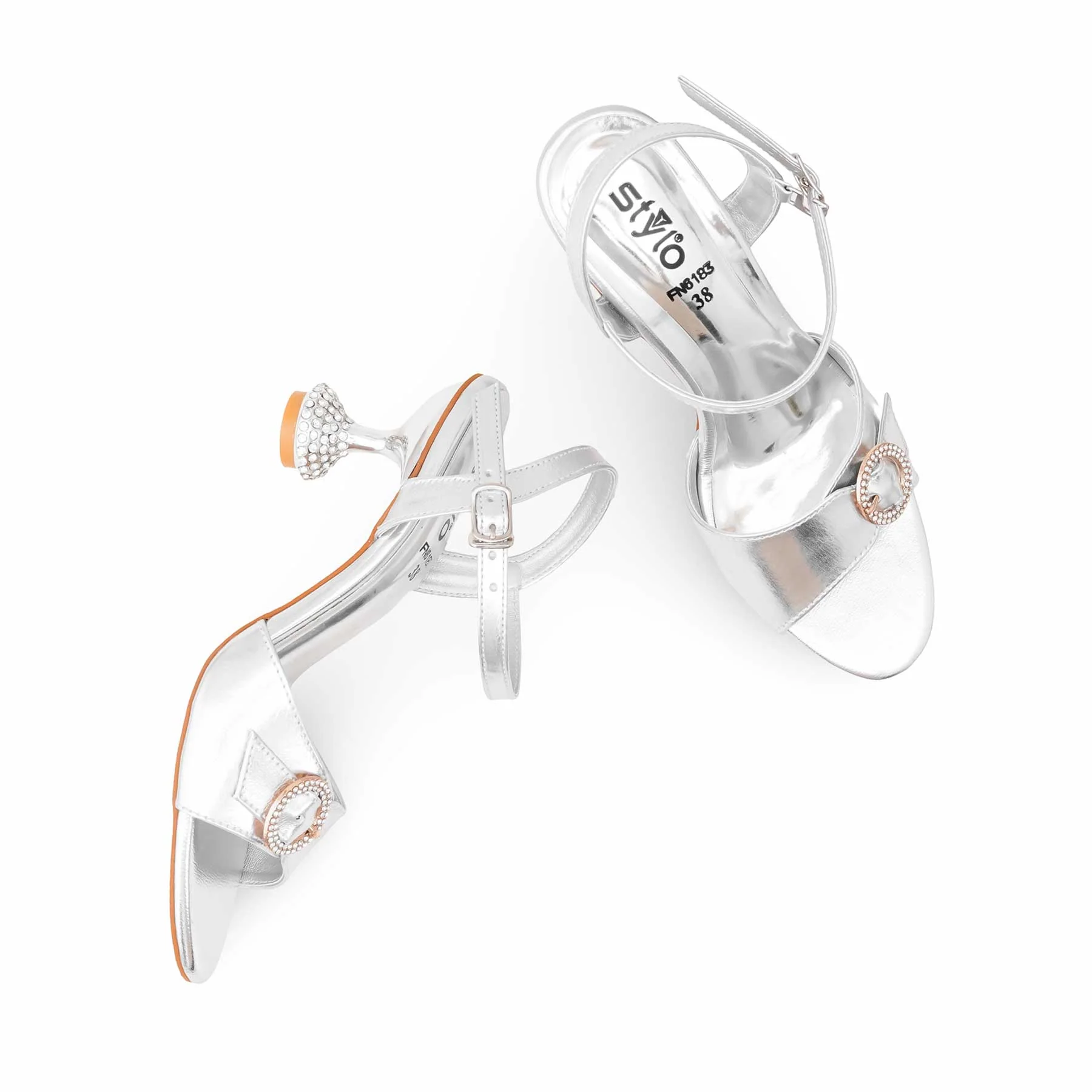 Silver Fancy Sandal For Ladies FN6183 - Image 5