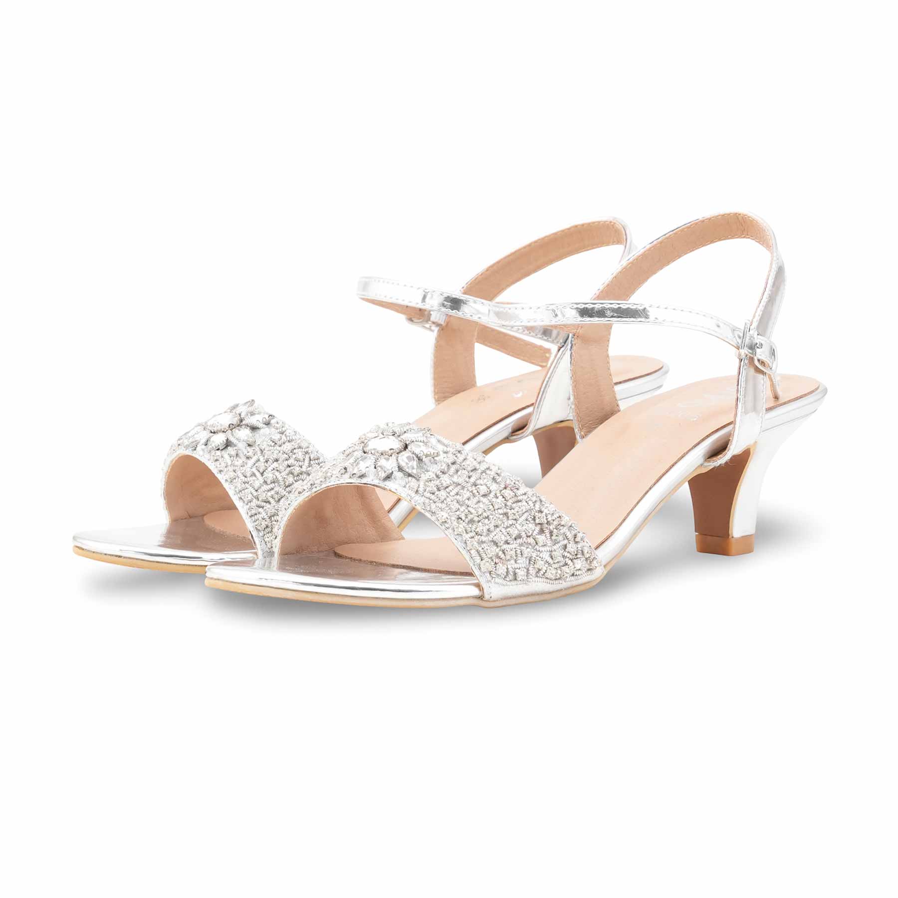 Silver Fancy Sandal For Ladies FN6205 - Image 3
