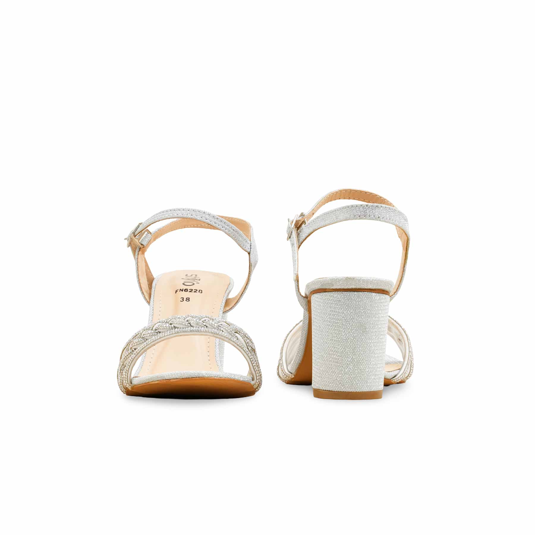 Silver Fancy Sandal For Ladies FN6228 - Image 4