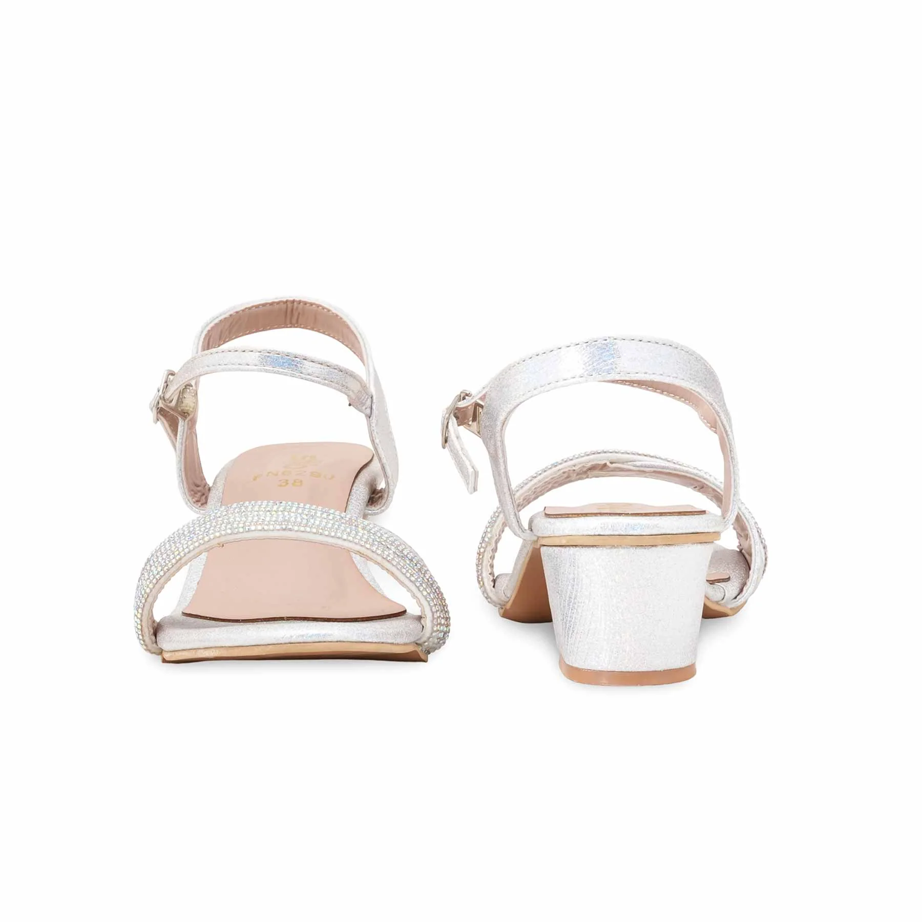 Silver Fancy Sandal For Ladies FN6290 - Image 4