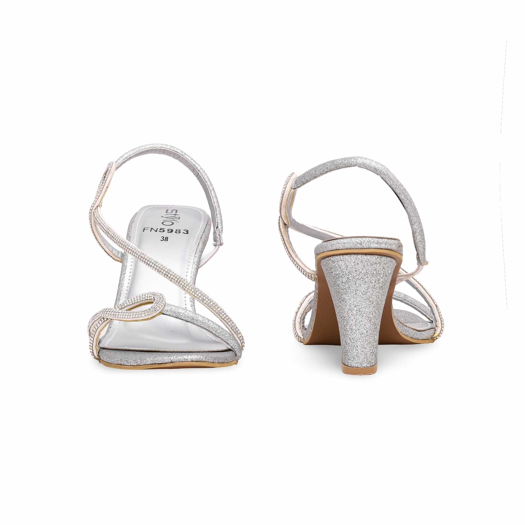 Silver Fancy Sandal For Women FN5983 - Image 3