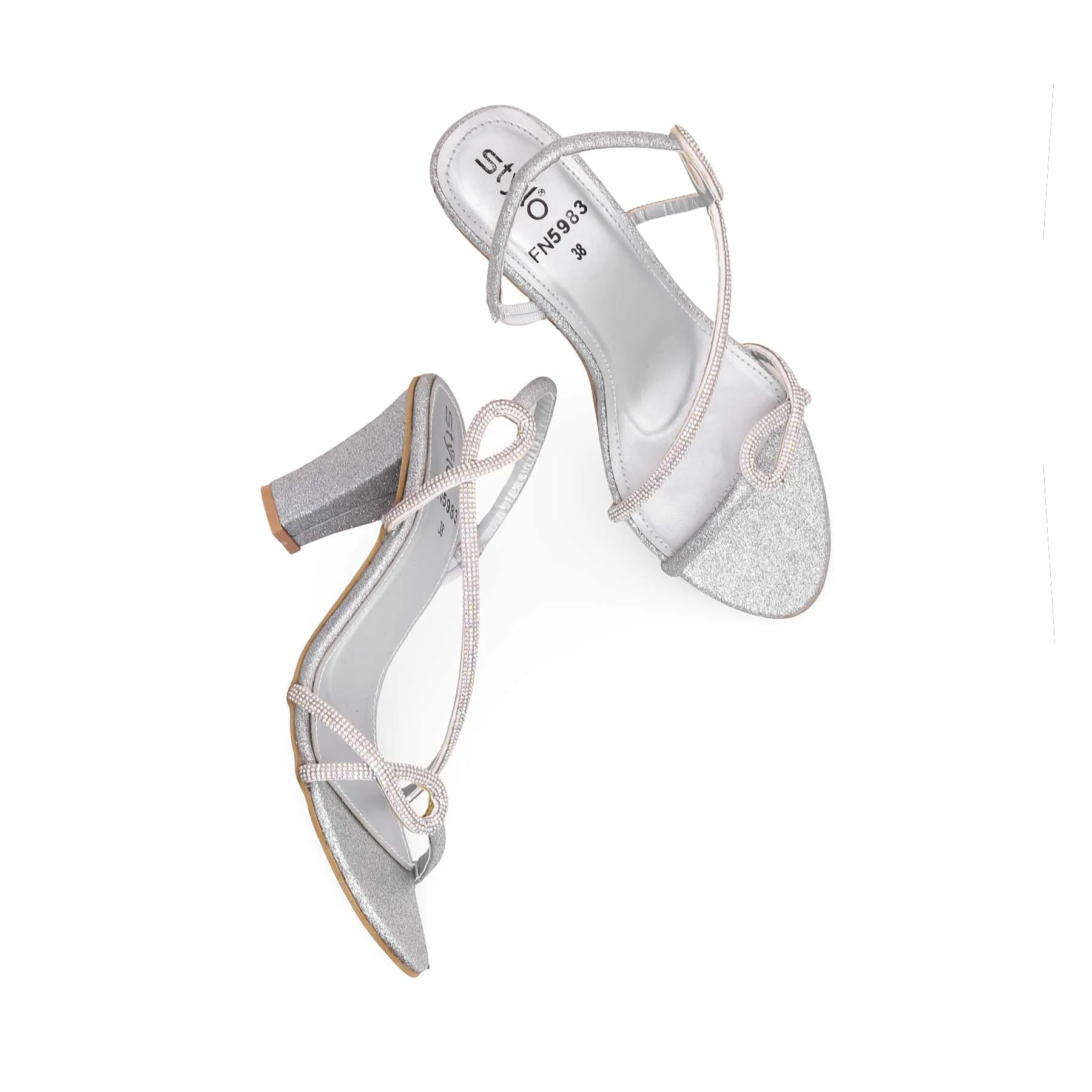 Silver Fancy Sandal For Women FN5983 - Image 4