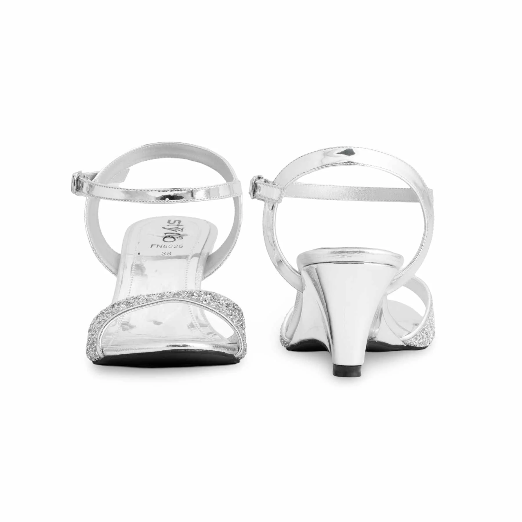 Silver Fancy Sandal For Women FN6026 - Image 4