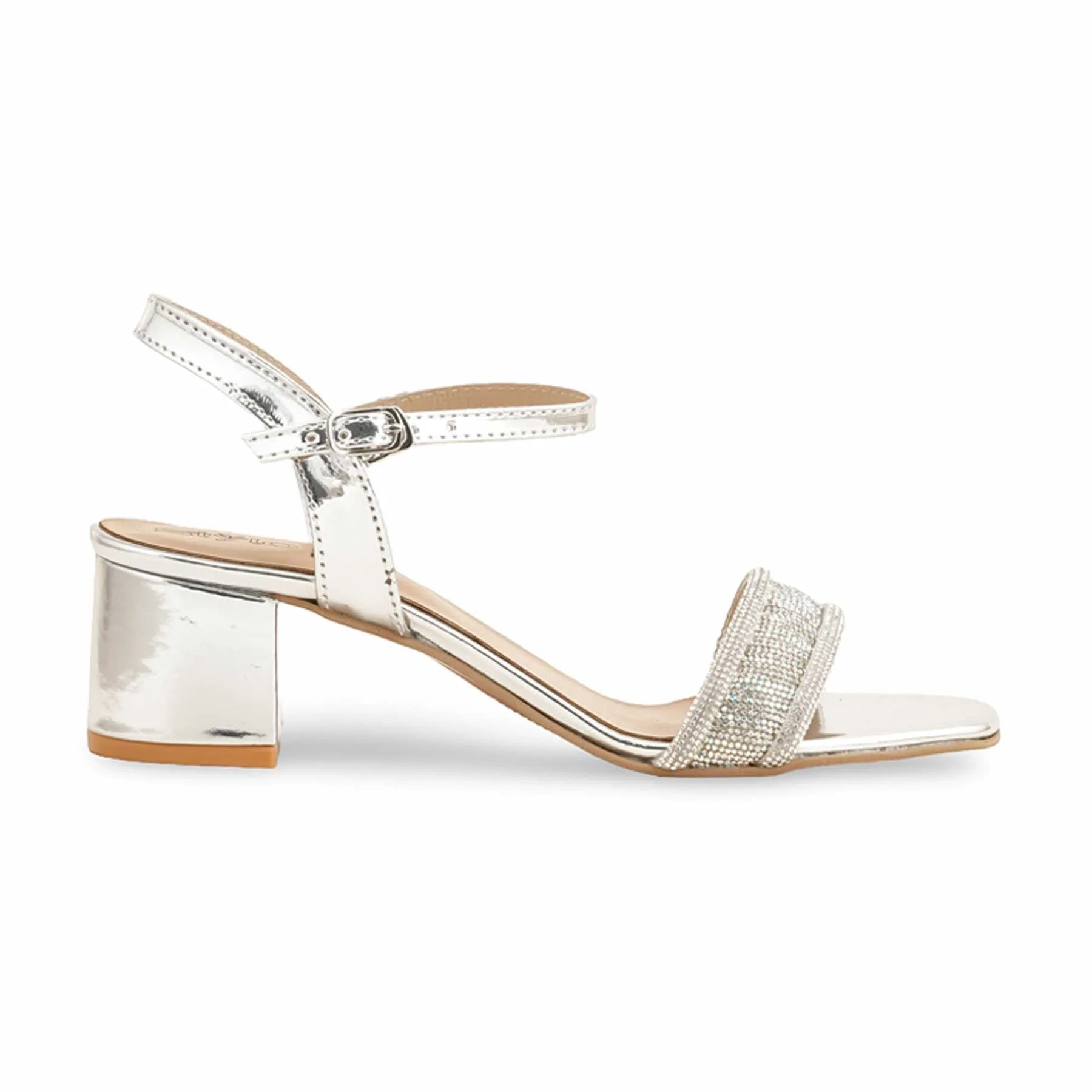 Silver Fancy Sandal For Women FN6098 - Image 2