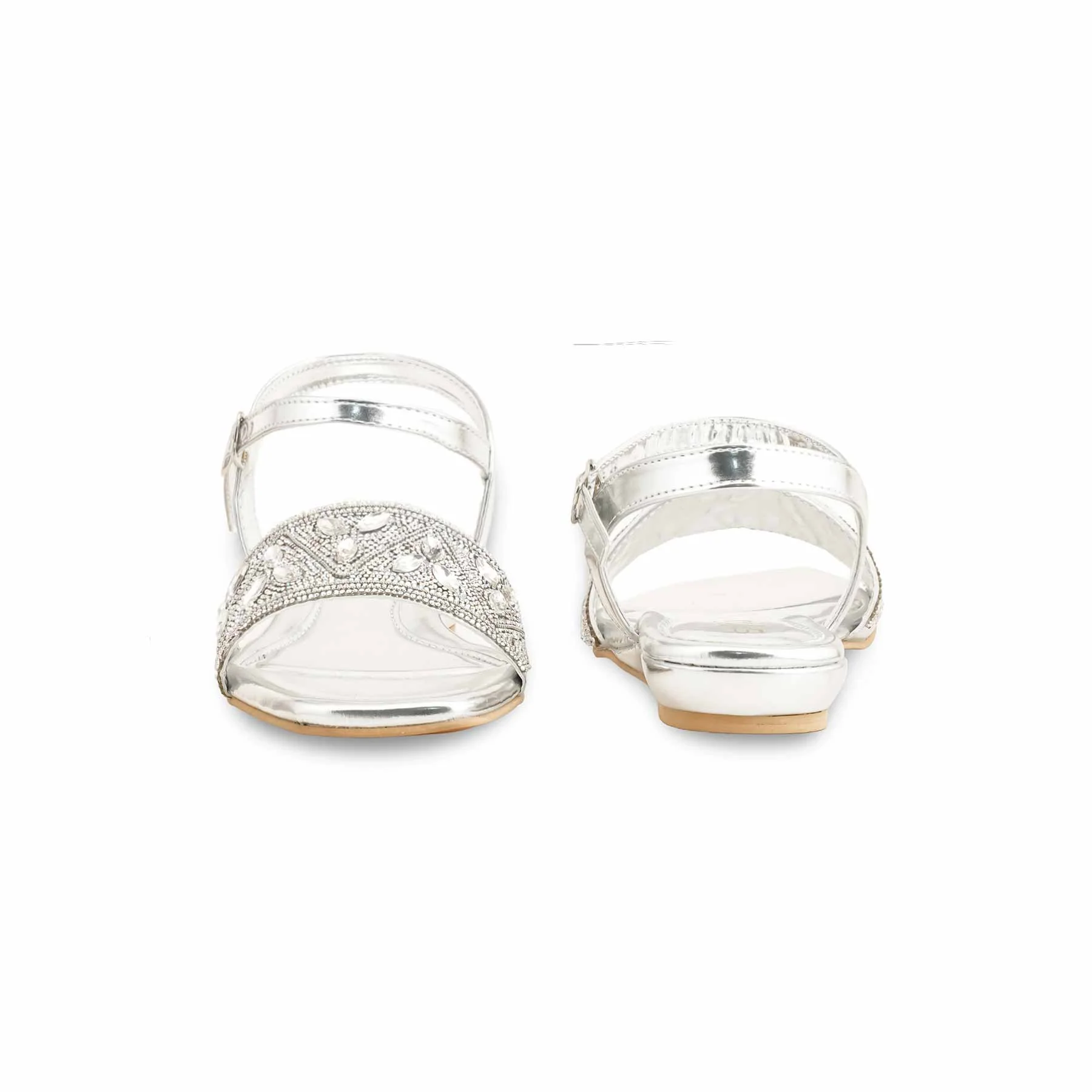 Silver Fancy Sandal For Women FN6112 - Image 4