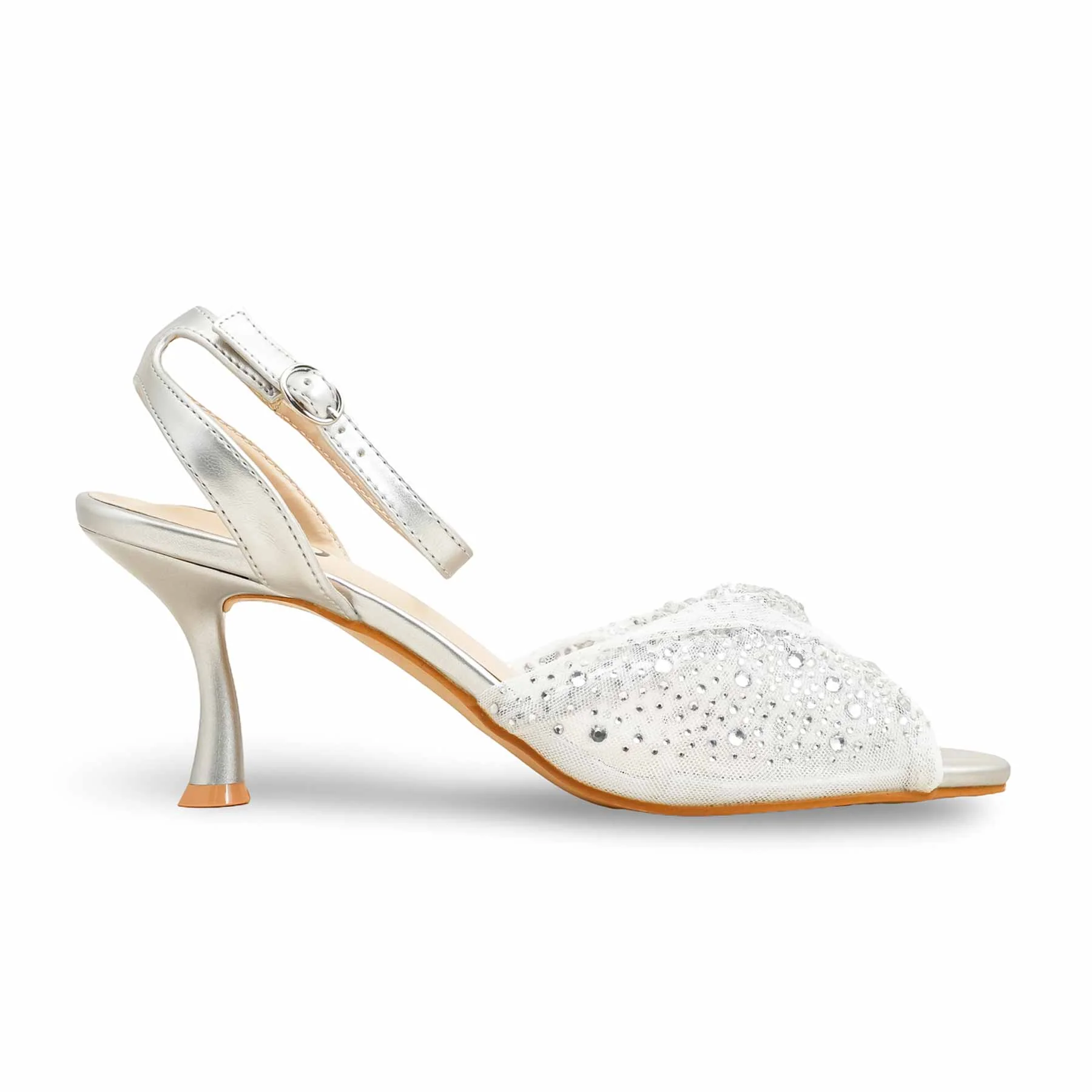 Silver Fancy Bridal Sandal FN6157 - Image 3
