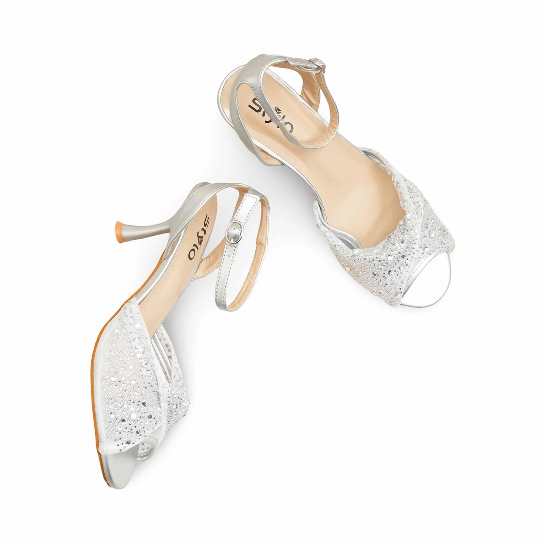 Silver Fancy Bridal Sandal FN6157 - Image 6
