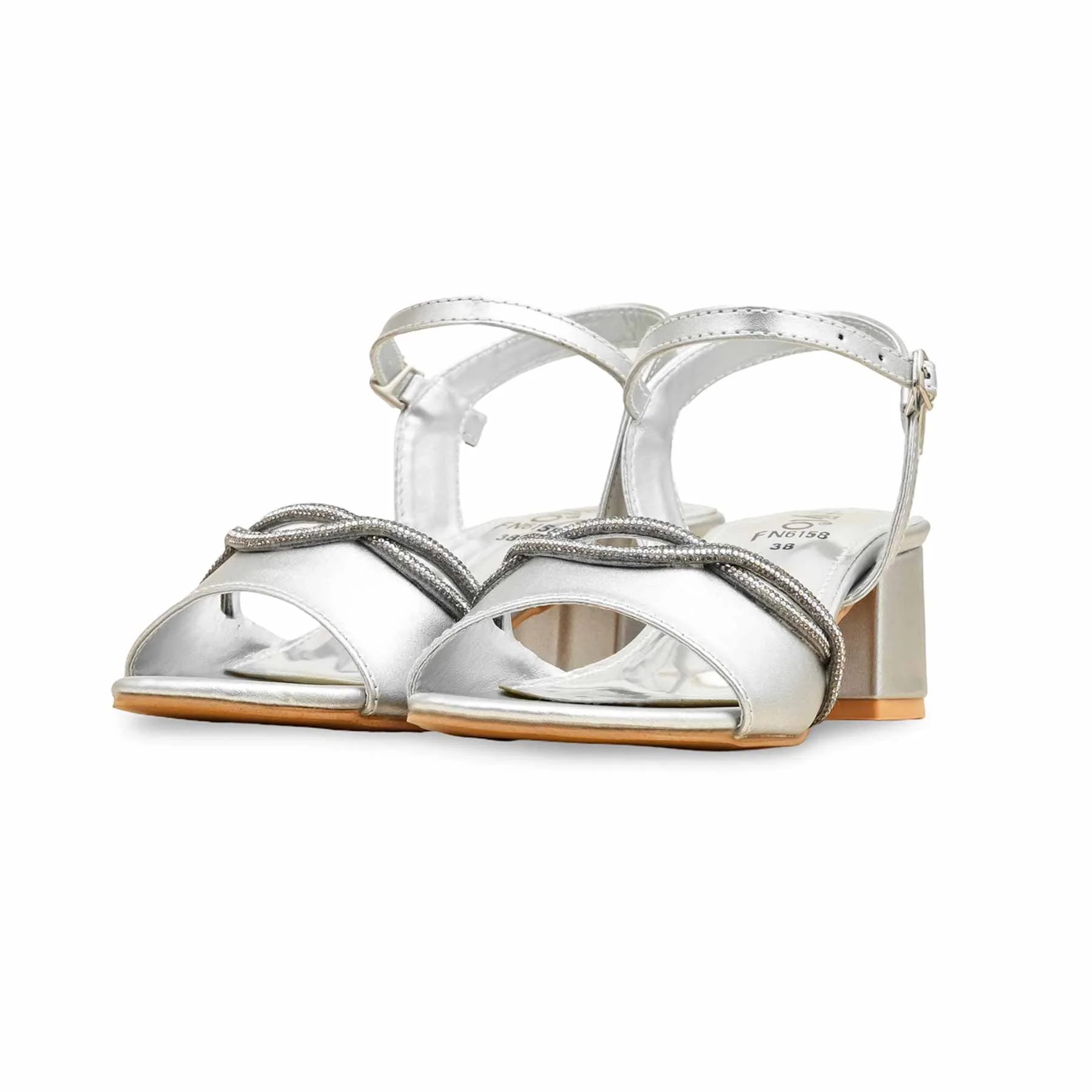 Silver Fancy Sandal For Women FN6158 - Image 3