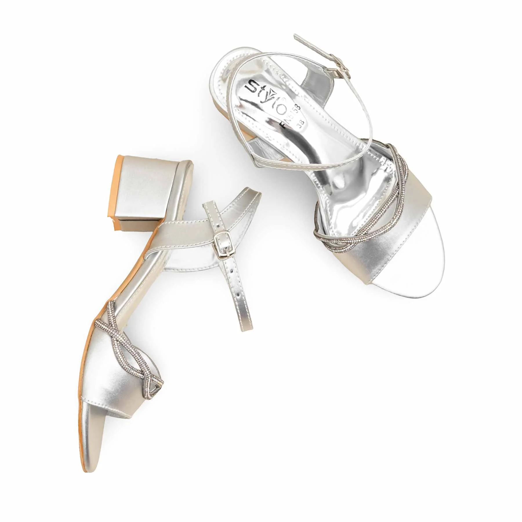 Silver Fancy Sandal For Women FN6158 - Image 5
