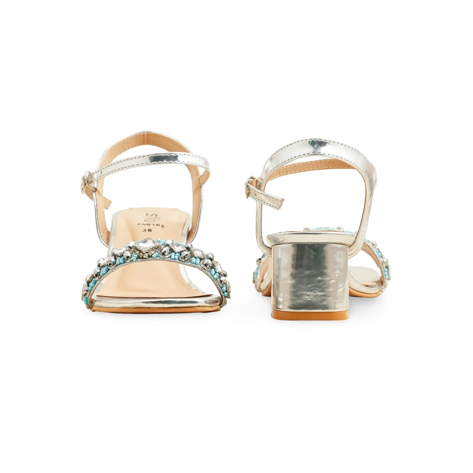 Silver Fancy Sandal For Women FN6165 - Image 4