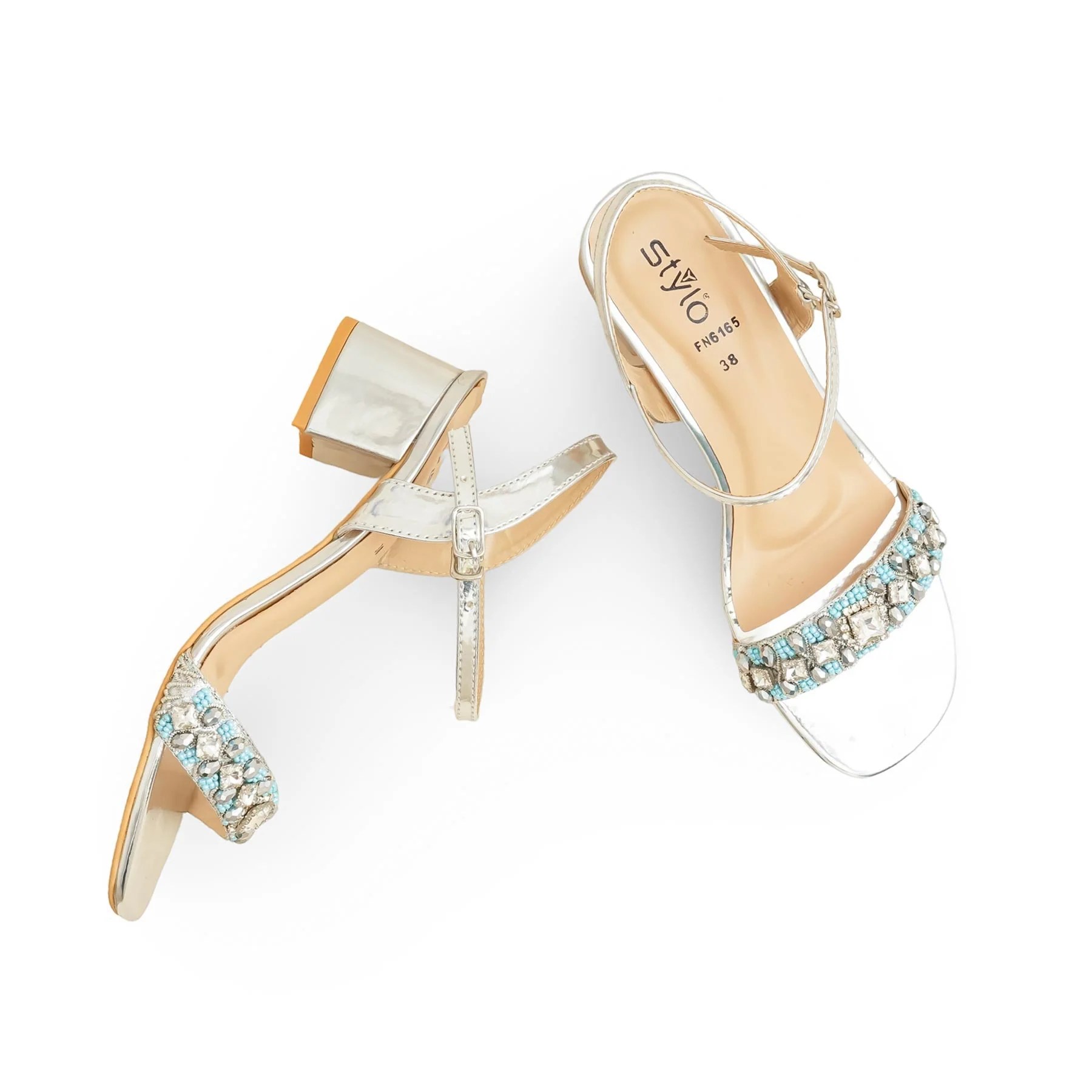 Silver Fancy Sandal For Women FN6165 - Image 5