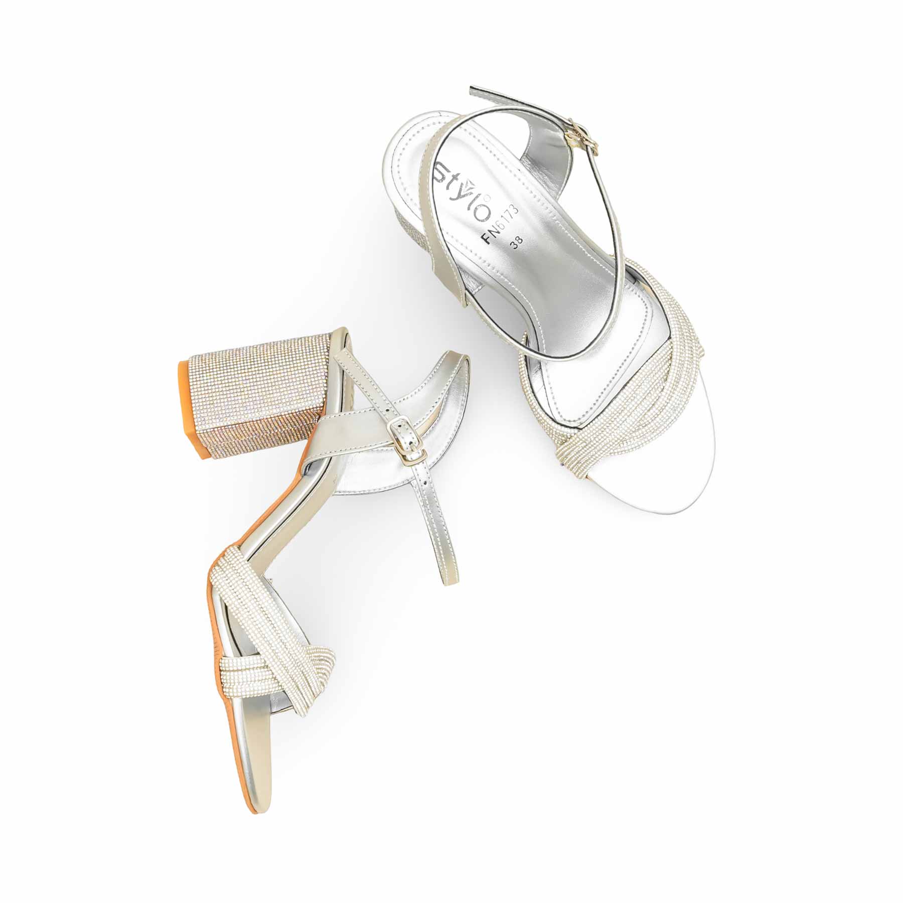 Silver Fancy Sandal For Women FN6173 - Image 5