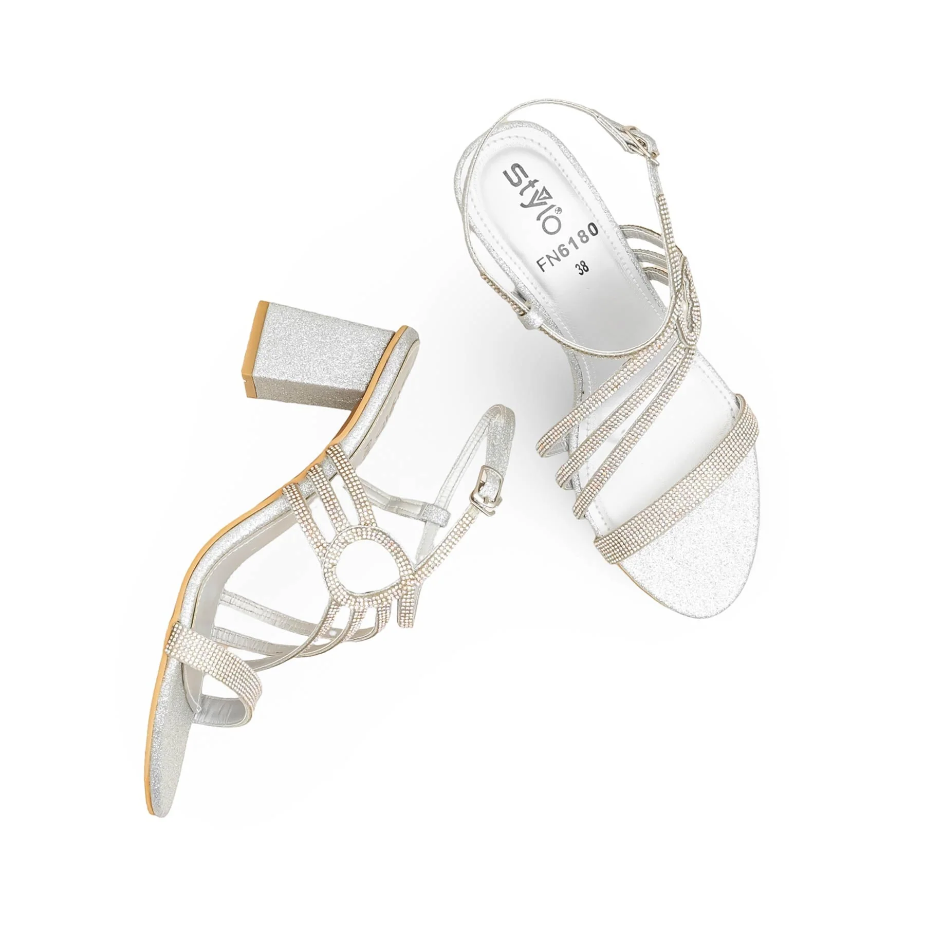 Silver Fancy Sandal For Women FN6180 - Image 5