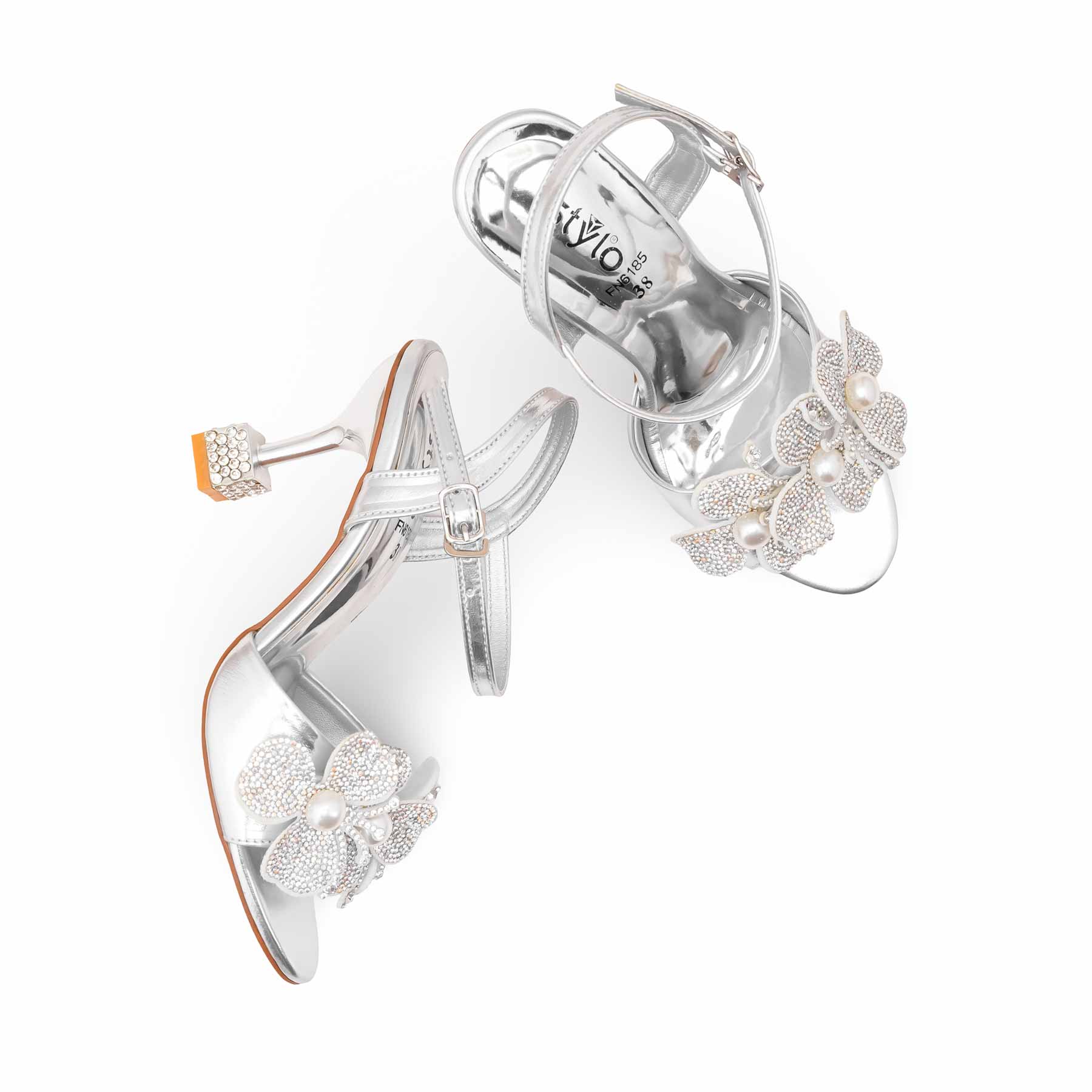 Silver Fancy Sandal For Women FN6185 - Image 5