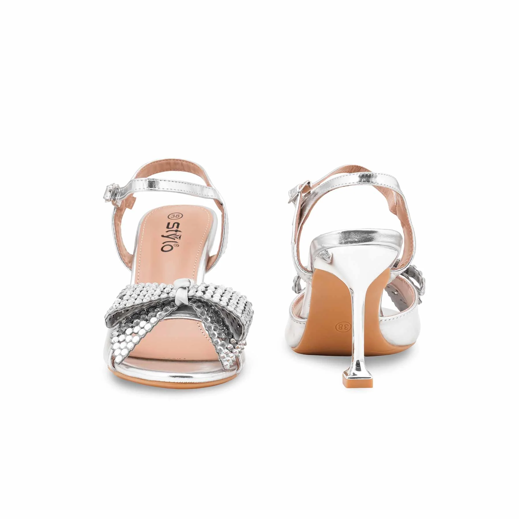 Silver Fancy Sandal For Women FN6236 - Image 4