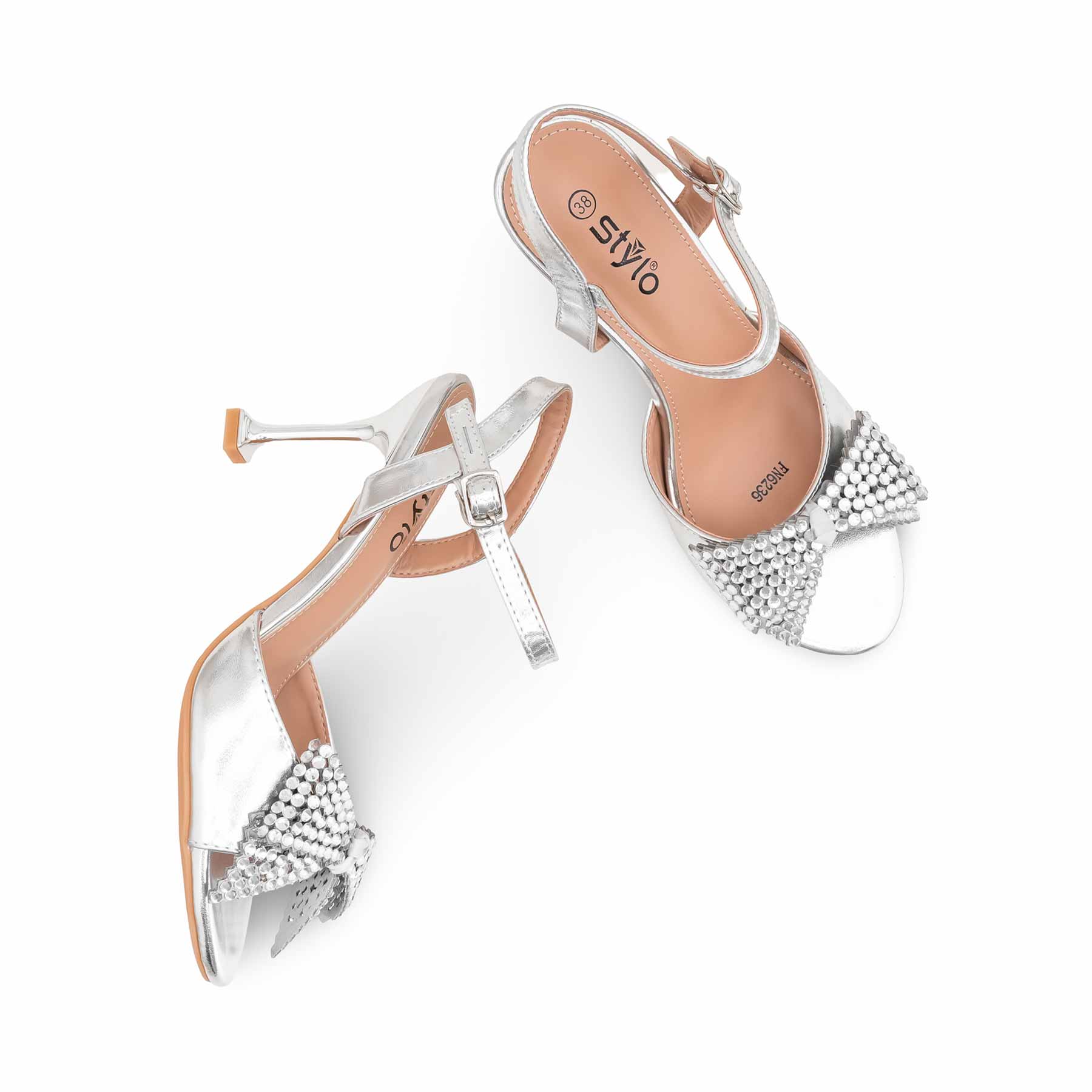Silver Fancy Sandal For Women FN6236 - Image 5