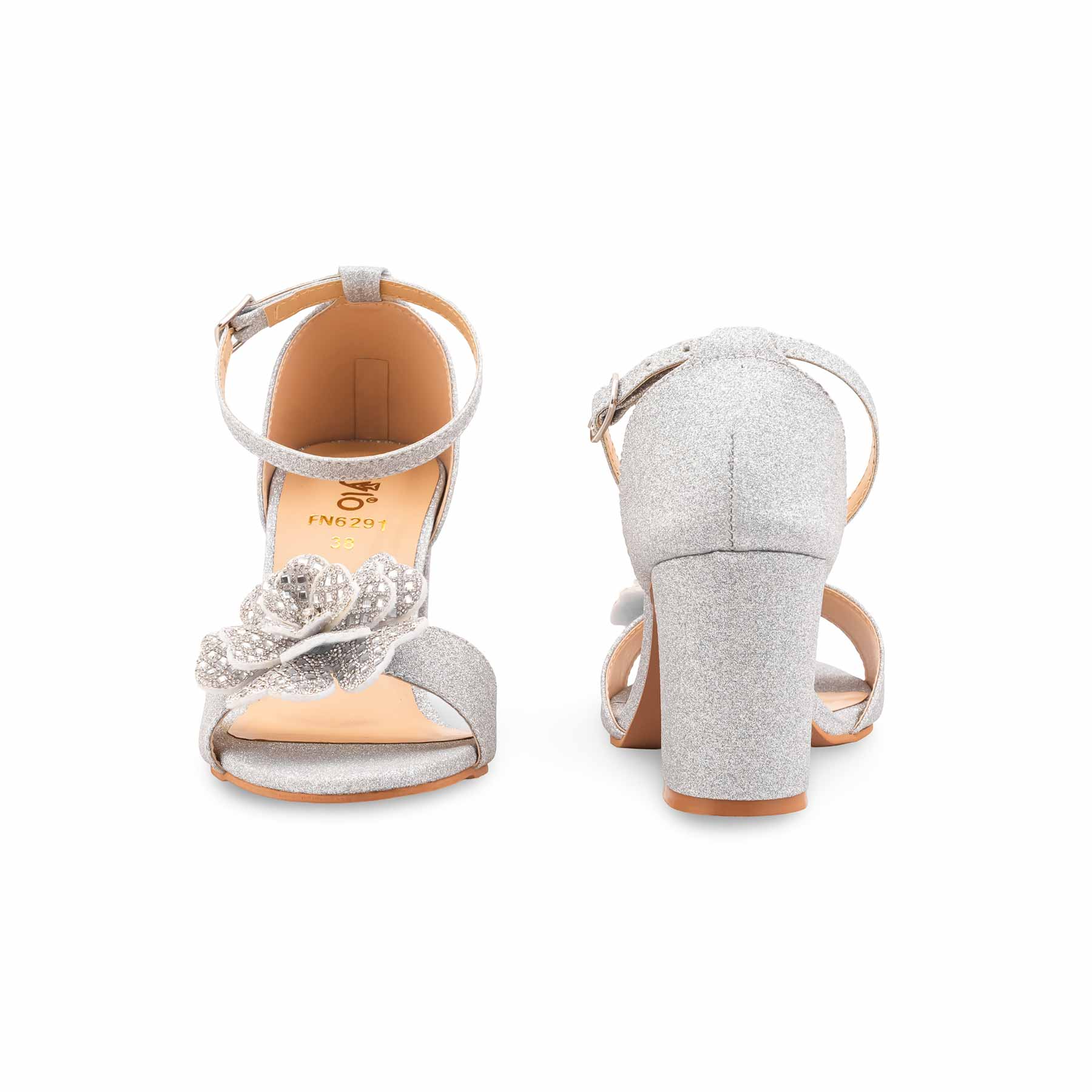 Silver Fancy Sandal For Women FN6291 - Image 4