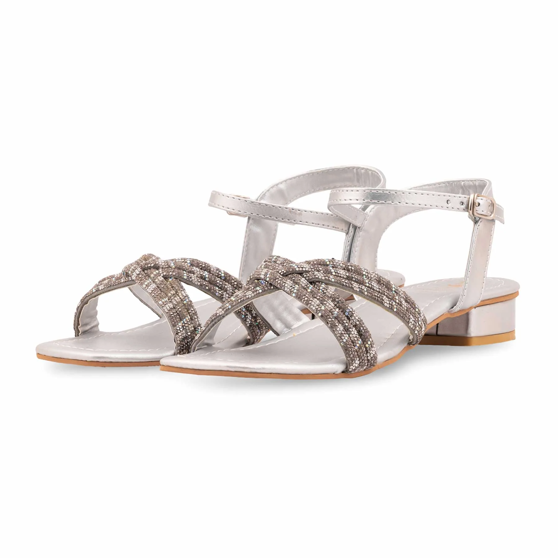 Silver Fancy Sandal For Women FN6302 - Image 3