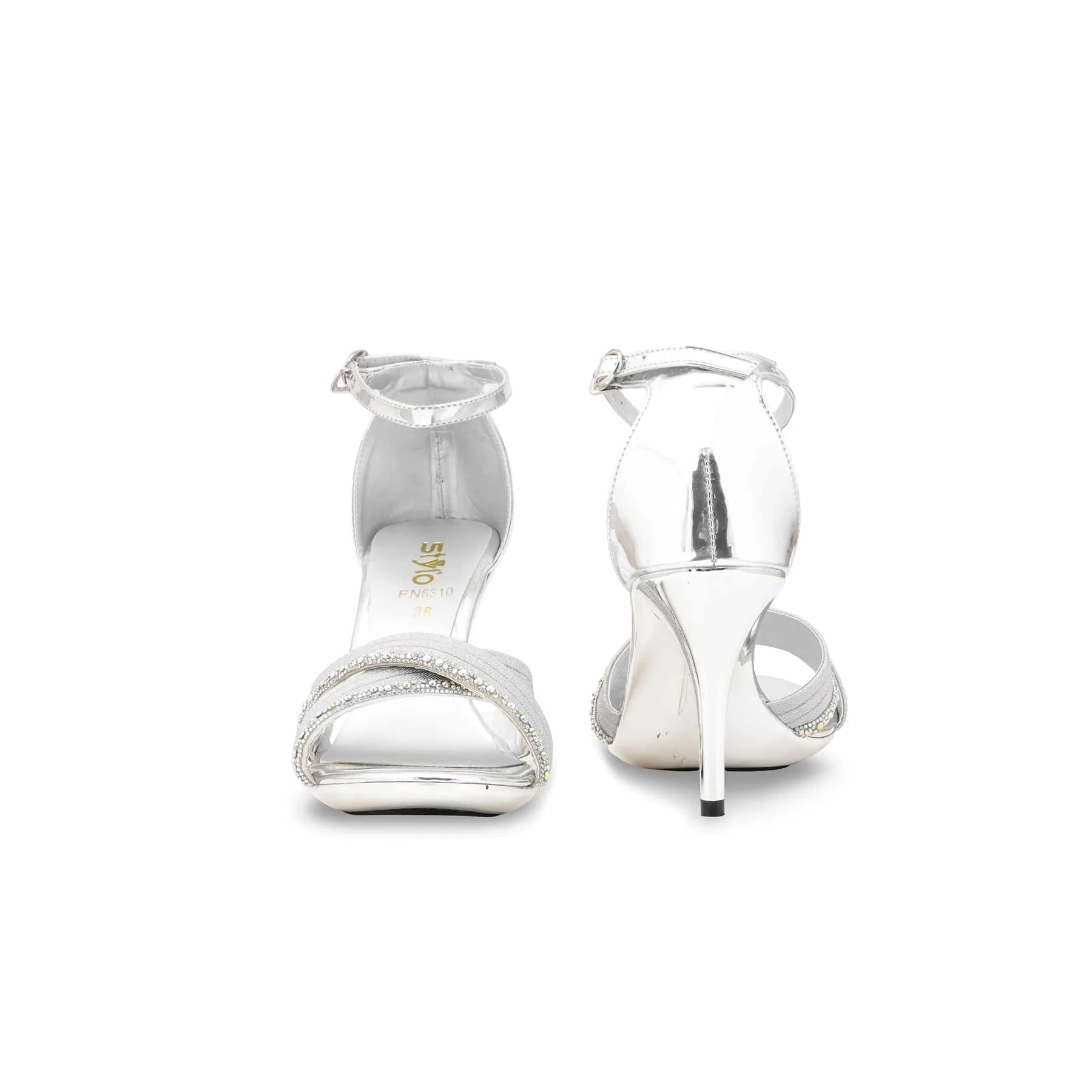 Silver Fancy Sandal For Women FN6310 - Image 4