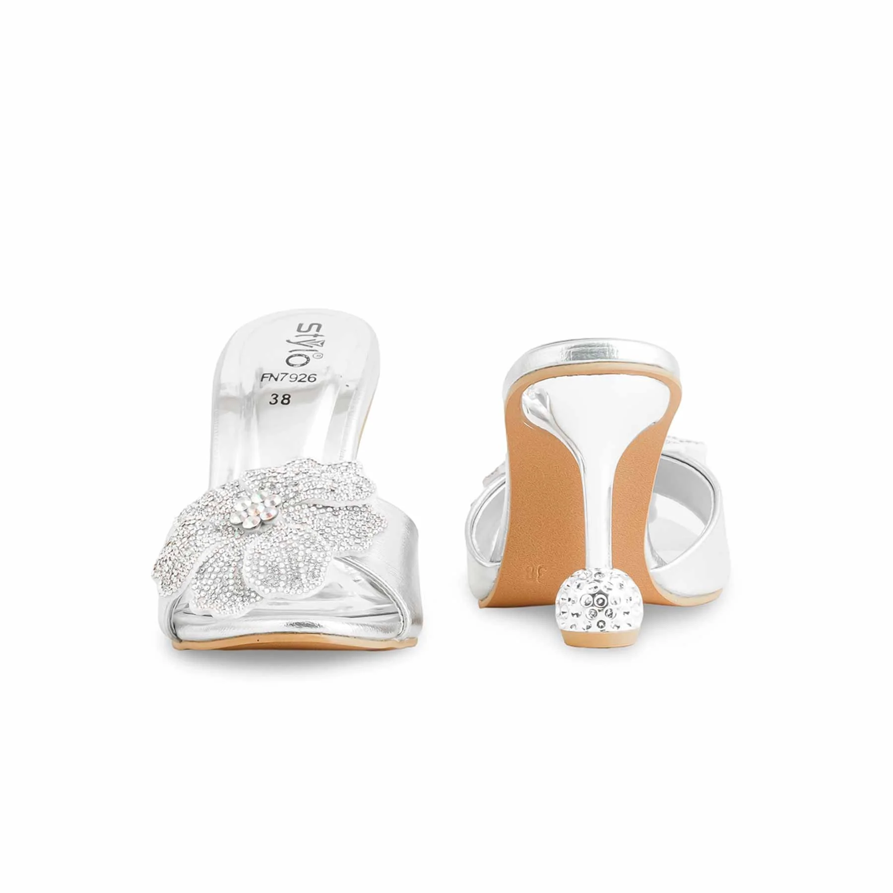 Silver Fancy Bridal Slipper FN7926 - Image 4