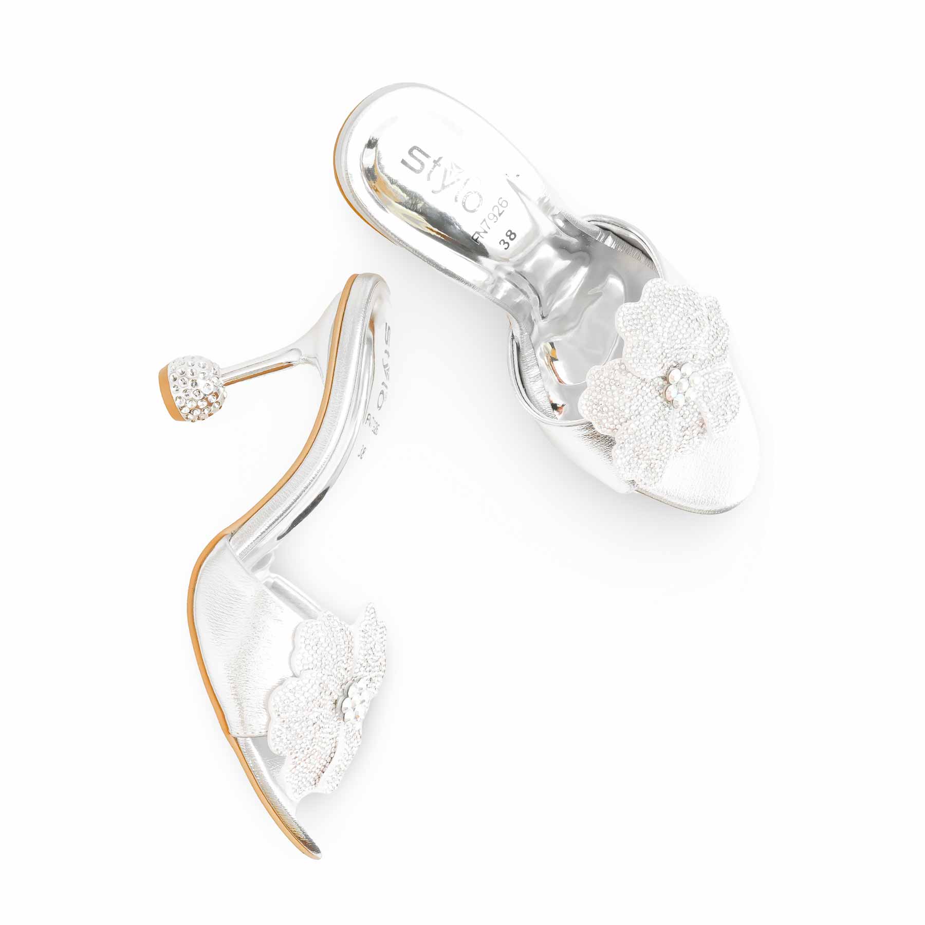 Silver Fancy Bridal Slipper FN7926 - Image 5