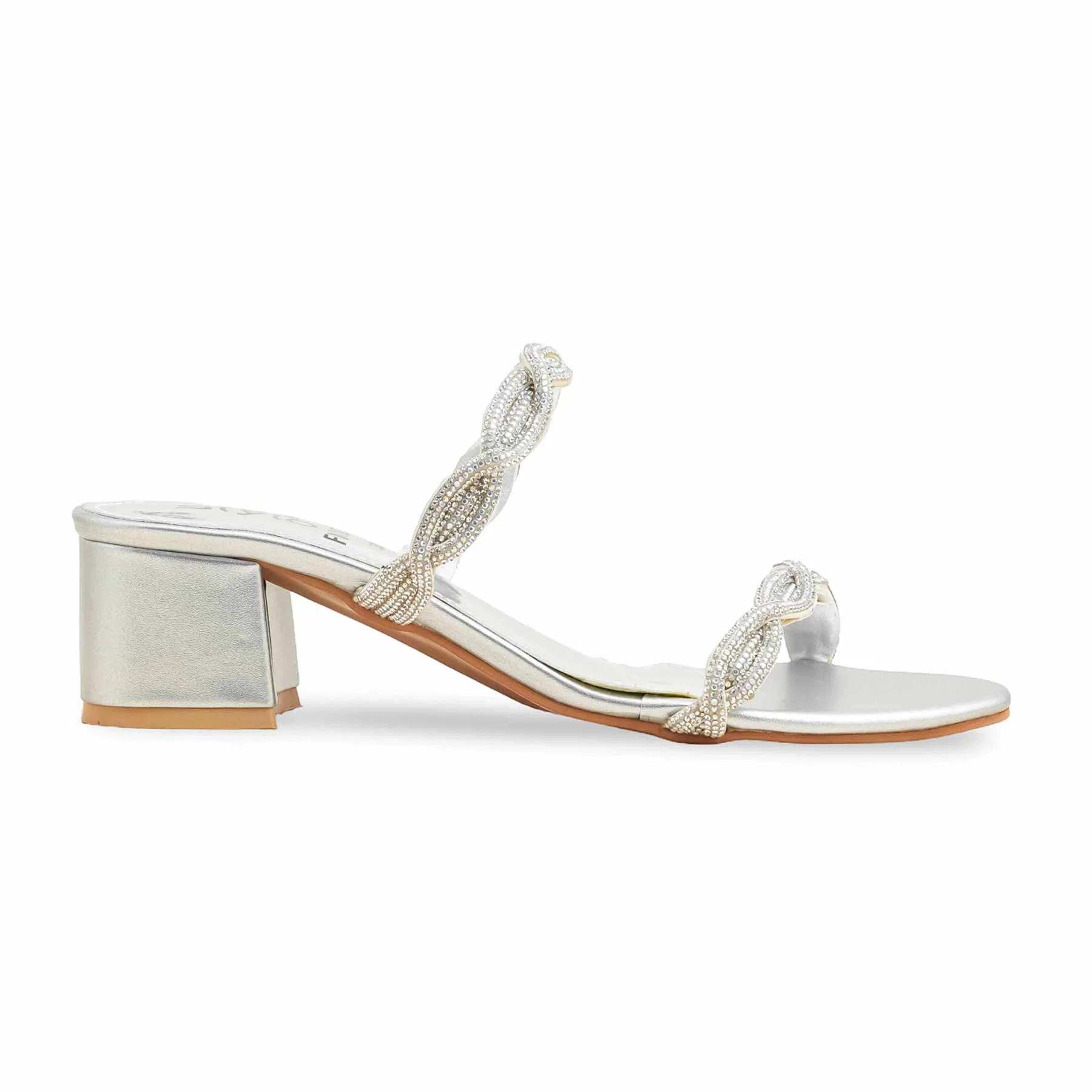 Silver Fancy Slipper For Ladies FN7977 - Image 2