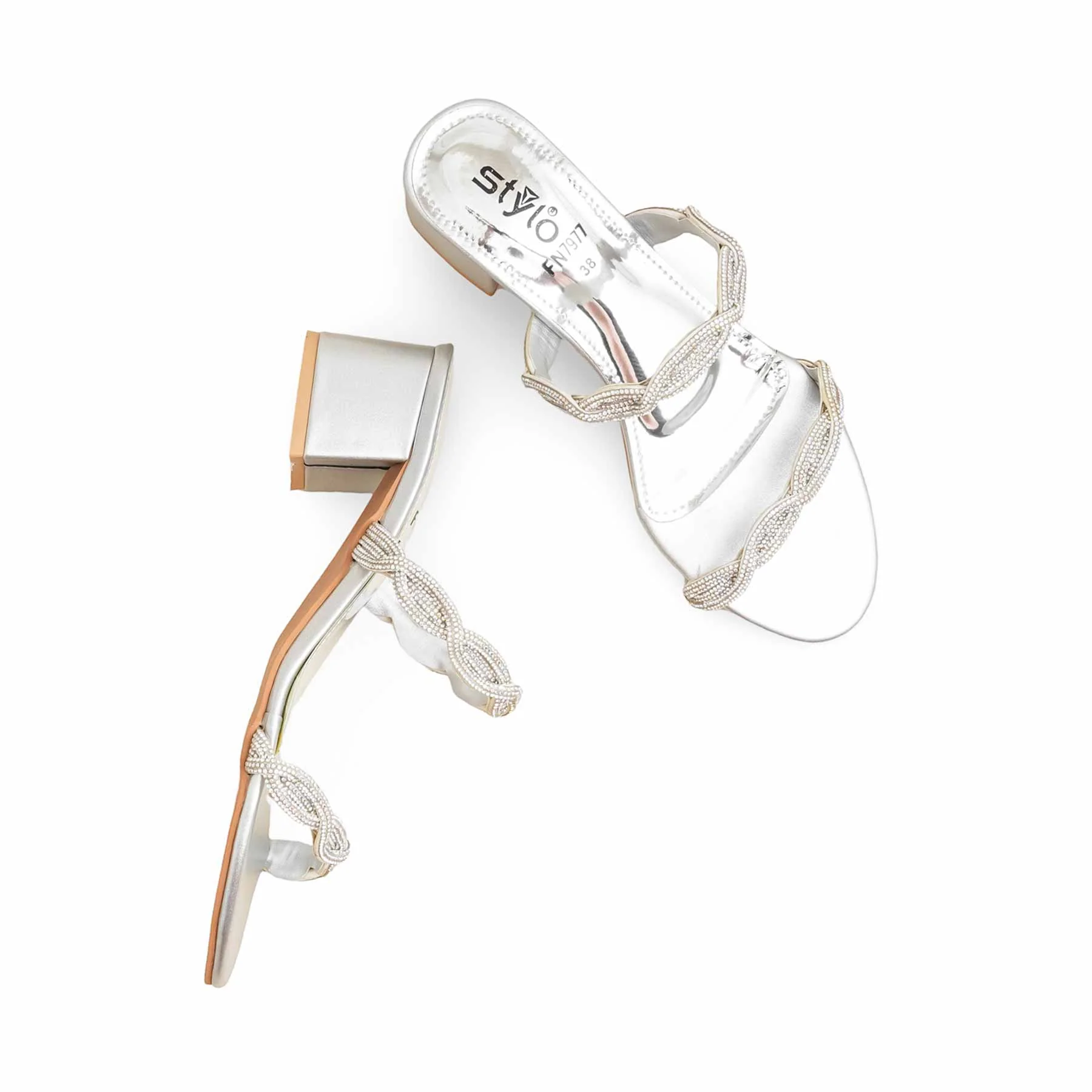 Silver Fancy Slipper For Ladies FN7977 - Image 5