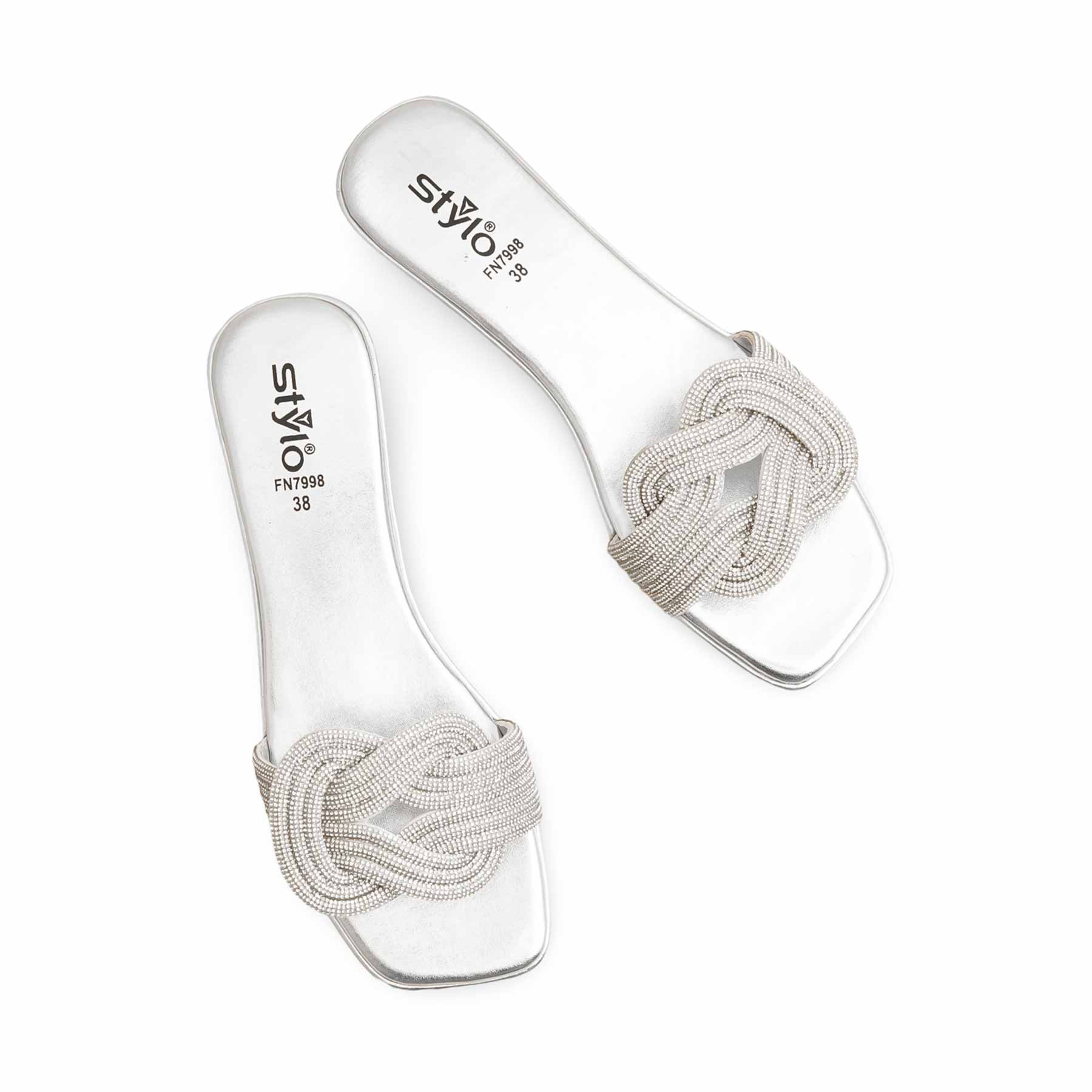 Silver Fancy Slipper For Ladies FN7998 - Image 5