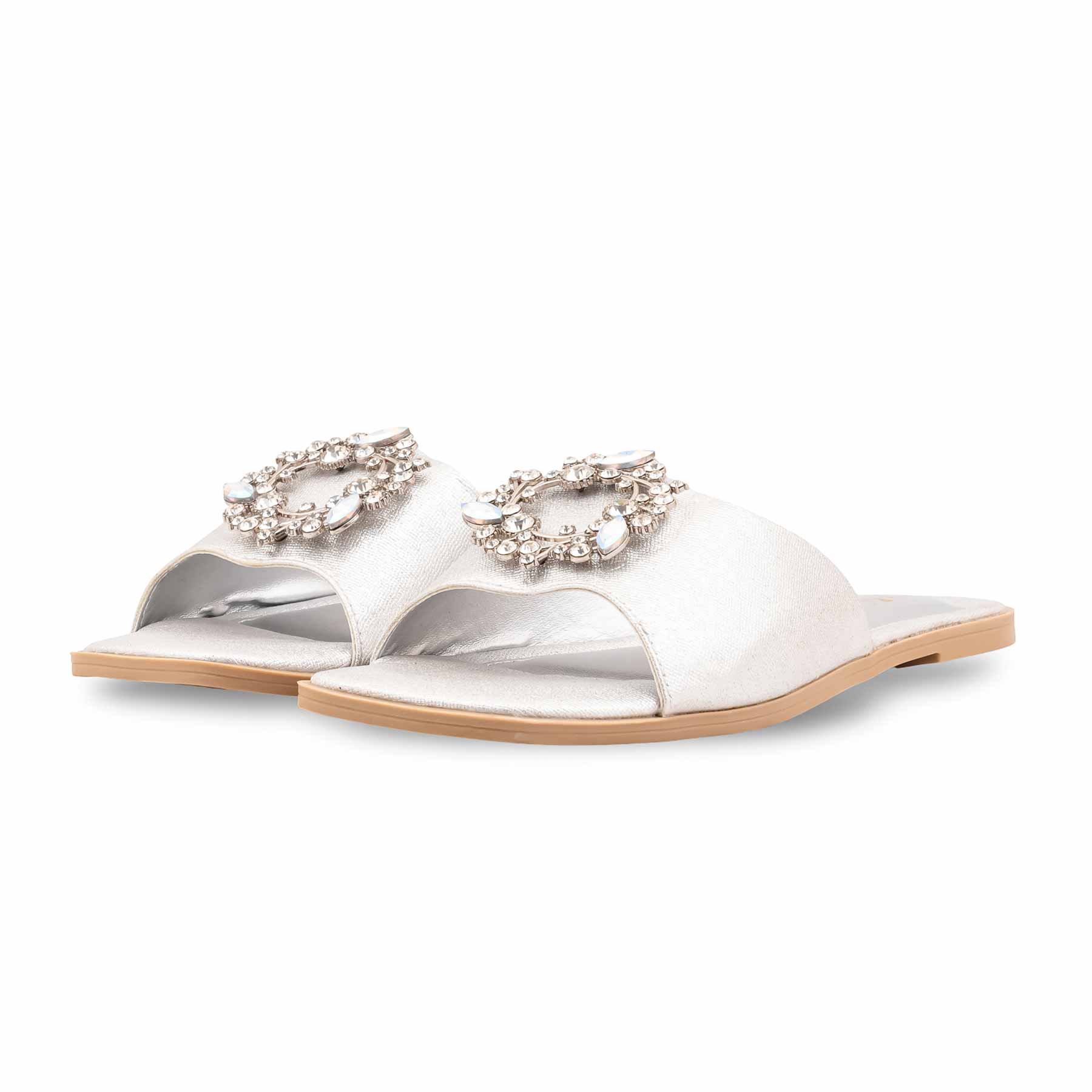 Silver Fancy Slipper For Ladies FN8036 - Image 3