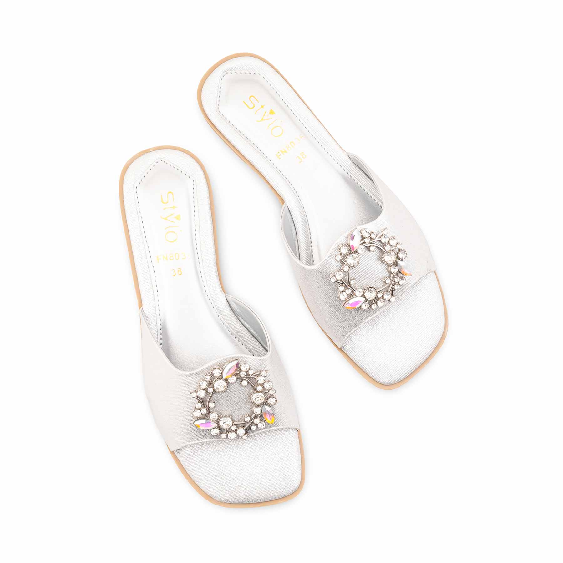 Silver Fancy Slipper For Ladies FN8036 - Image 5
